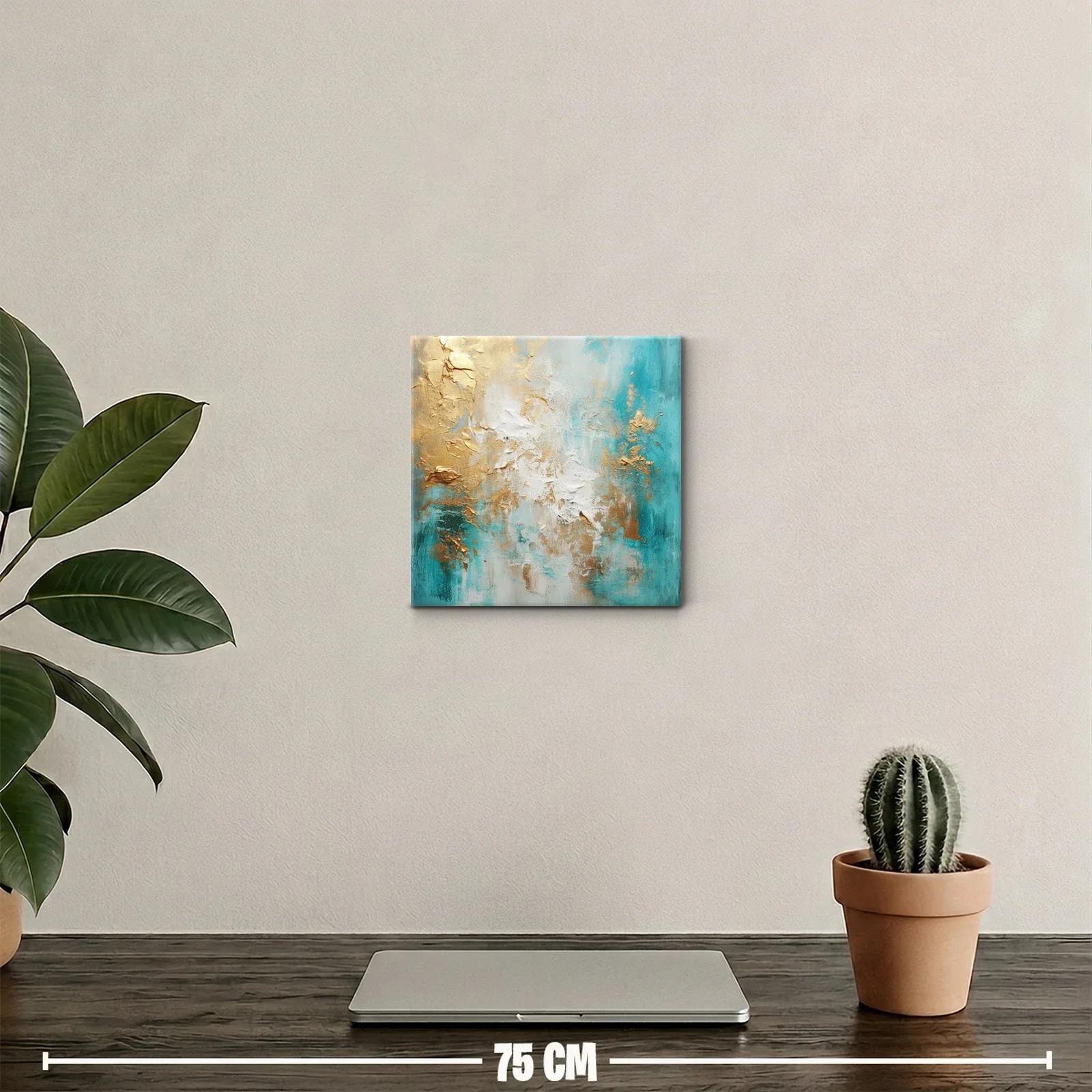 Arte abstracto con tonos turquesa y dorados cálidos — miniatura 2