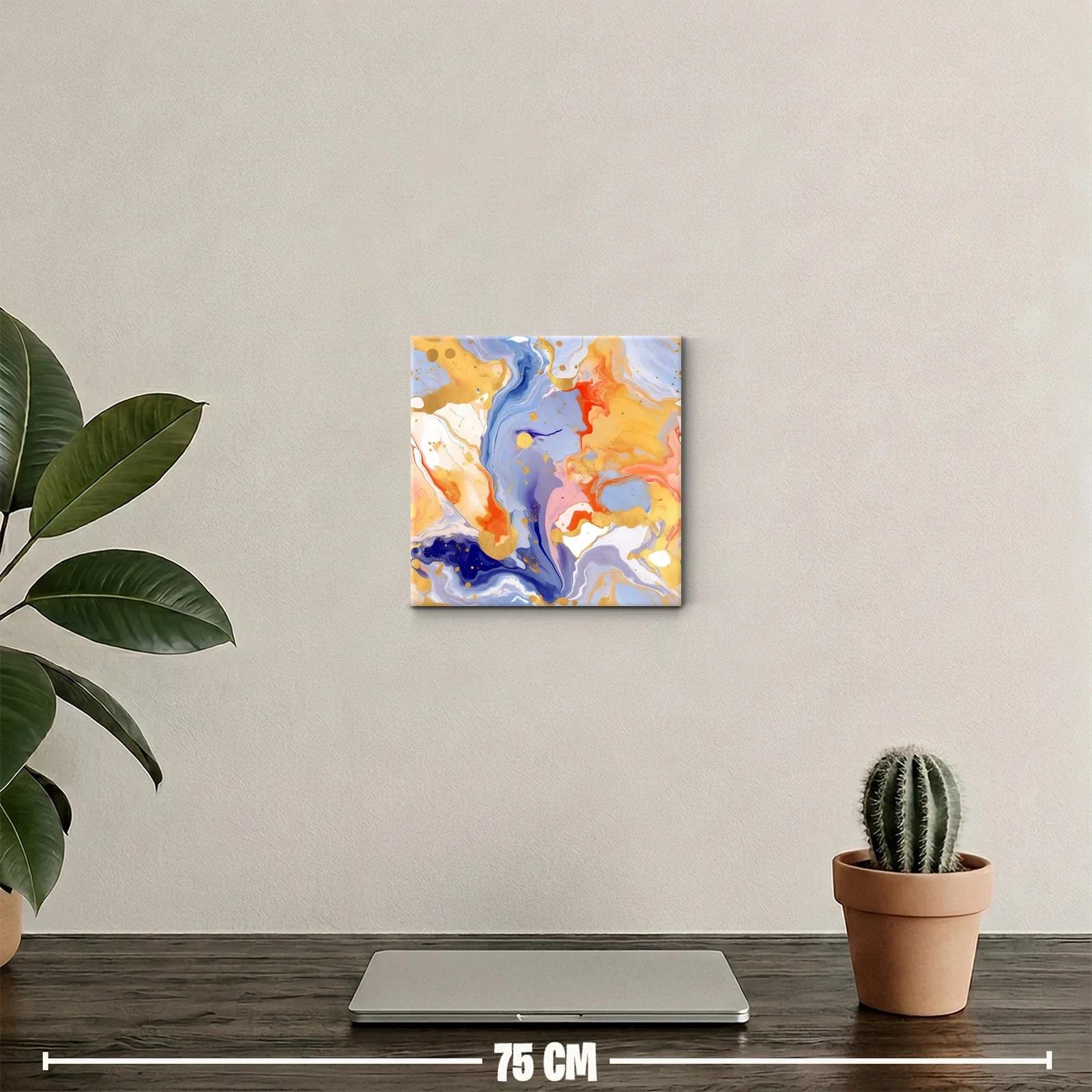 Cuadro abstracto con efectos dorados y colores vibrantes — miniatura 2
