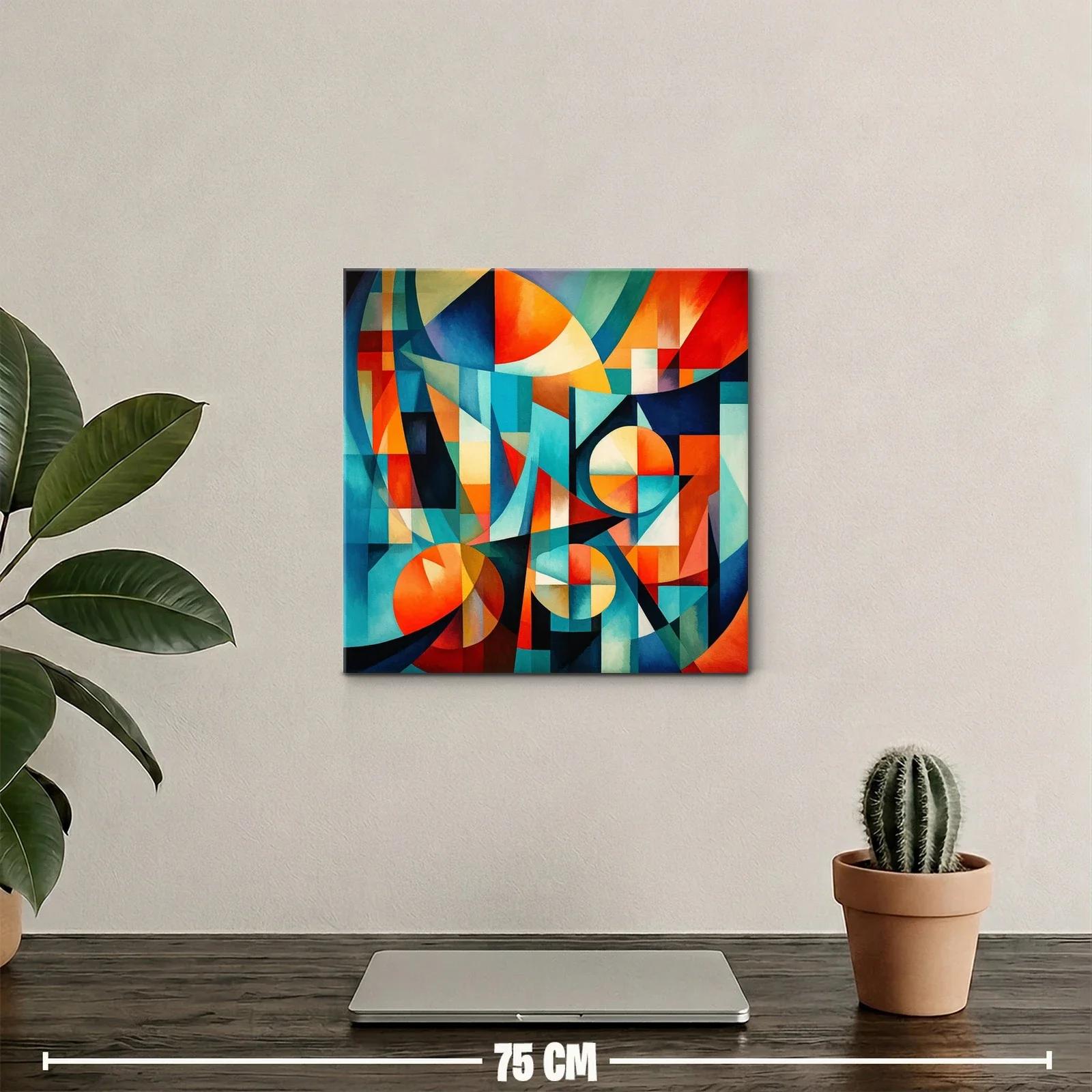 Composición abstracta en tonos cálidos y fríos vibrantes — miniatura 2