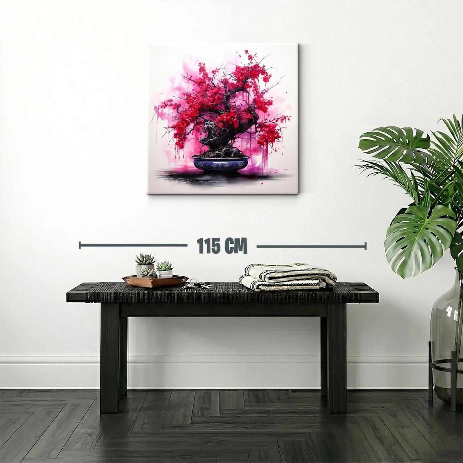 Árbol Bonsái con Flores Rojas Vibrantes — miniatura 2
