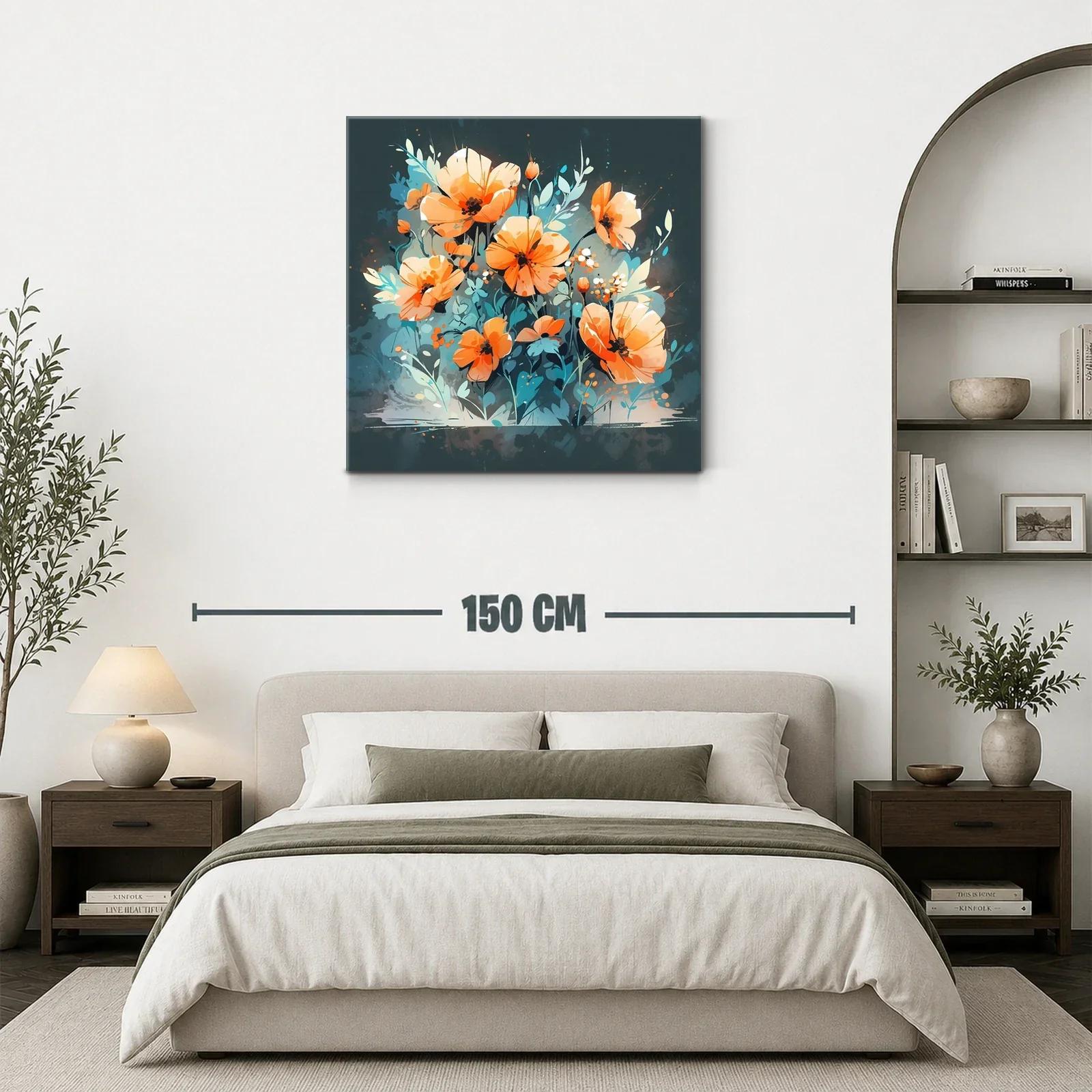 Flores naranjas vibrantes sobre fondo azul profundo — miniatura 3