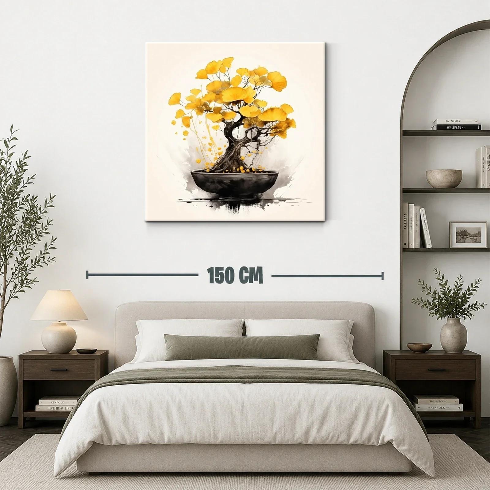 Árbol bonsái con hojas doradas en delicado equilibrio — miniatura 3