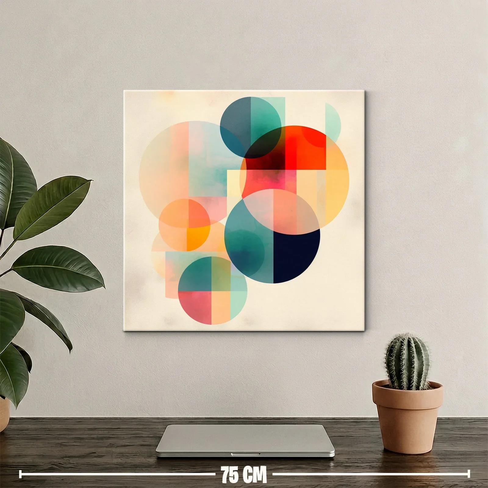 Composición abstracta con círculos en tonos cálidos y fríos — miniatura 2