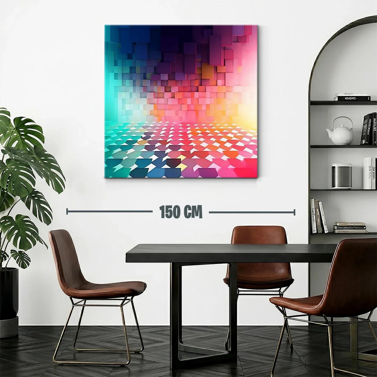 Cuadro geométrico con cubos y tonalidades vibrantes — miniatura 2