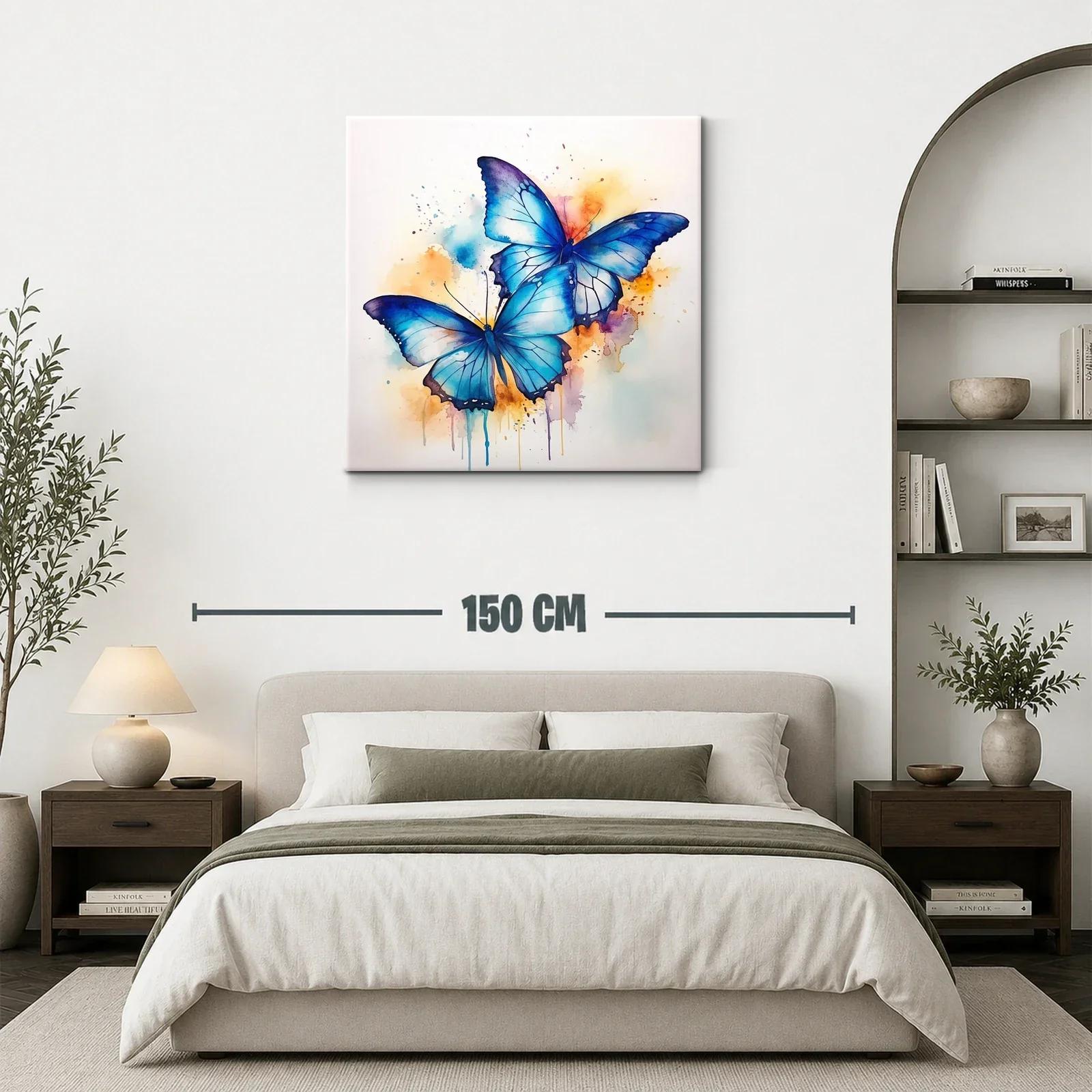 Mariposas azules con fondo en tonos cálidos vibrantes — miniatura 3