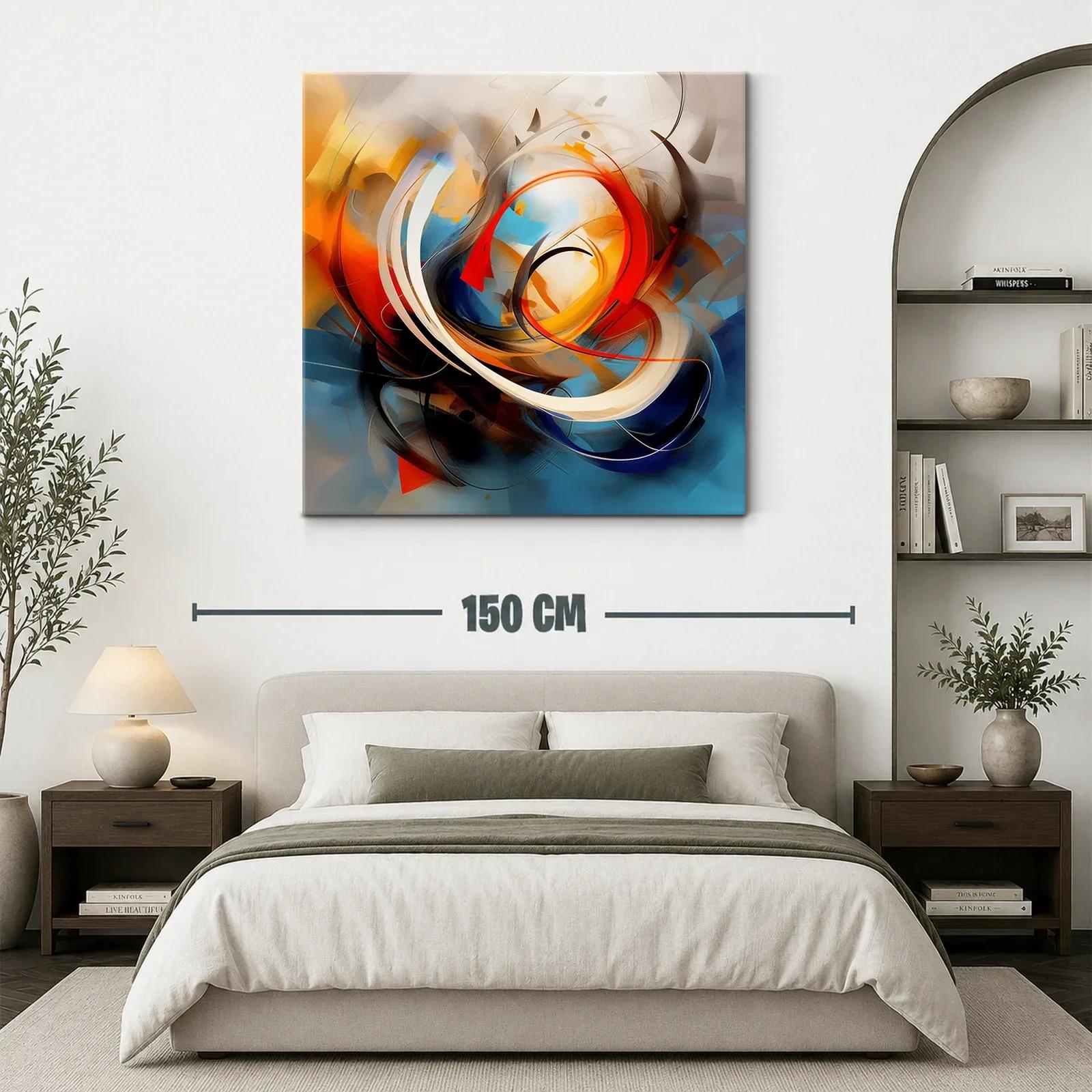 Composición abstracta dinámica con vibrantes tonos cálidos y fríos — miniatura 3