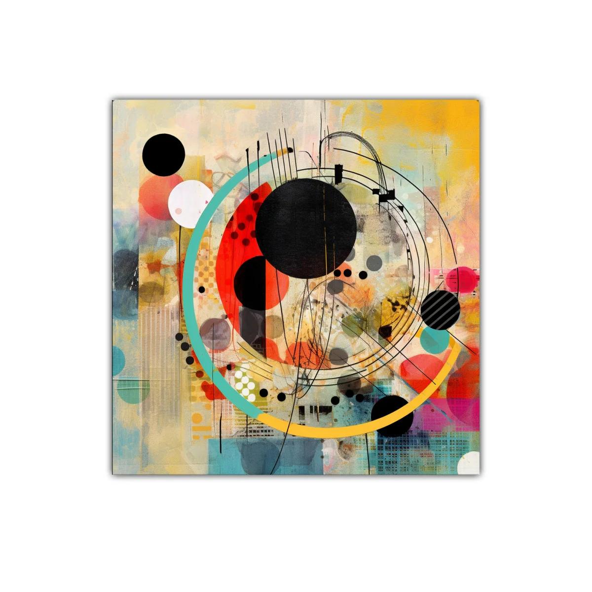 Composición abstracta con círculos negros y colores vibrantes — imagen principal