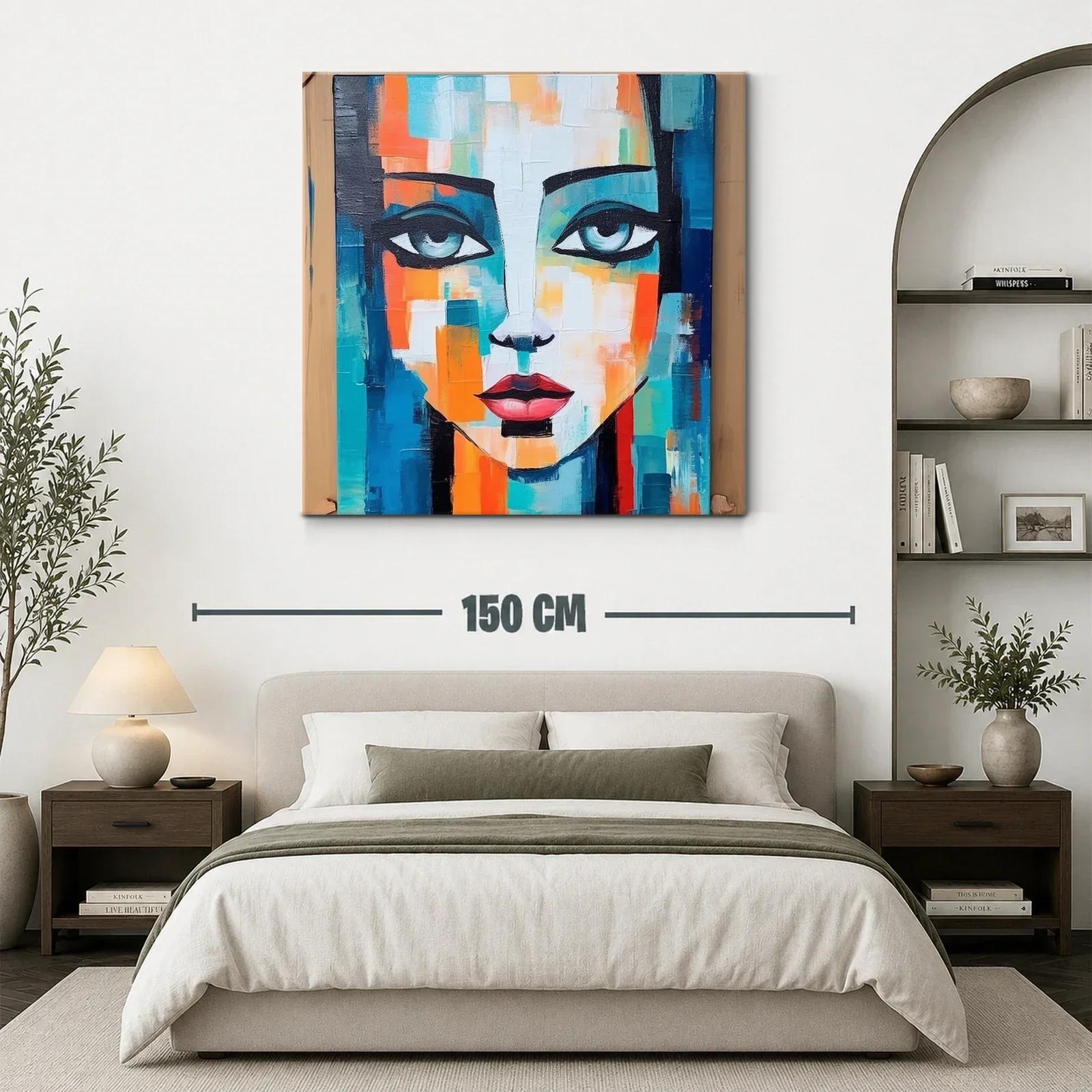 Rostro femenino vibrante con tonos azul y naranja — miniatura 3