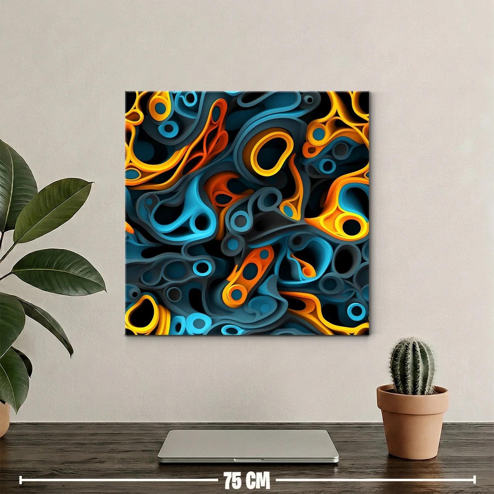 Composición abstracta en tonos cálidos y fríos vibrantes — miniatura 2