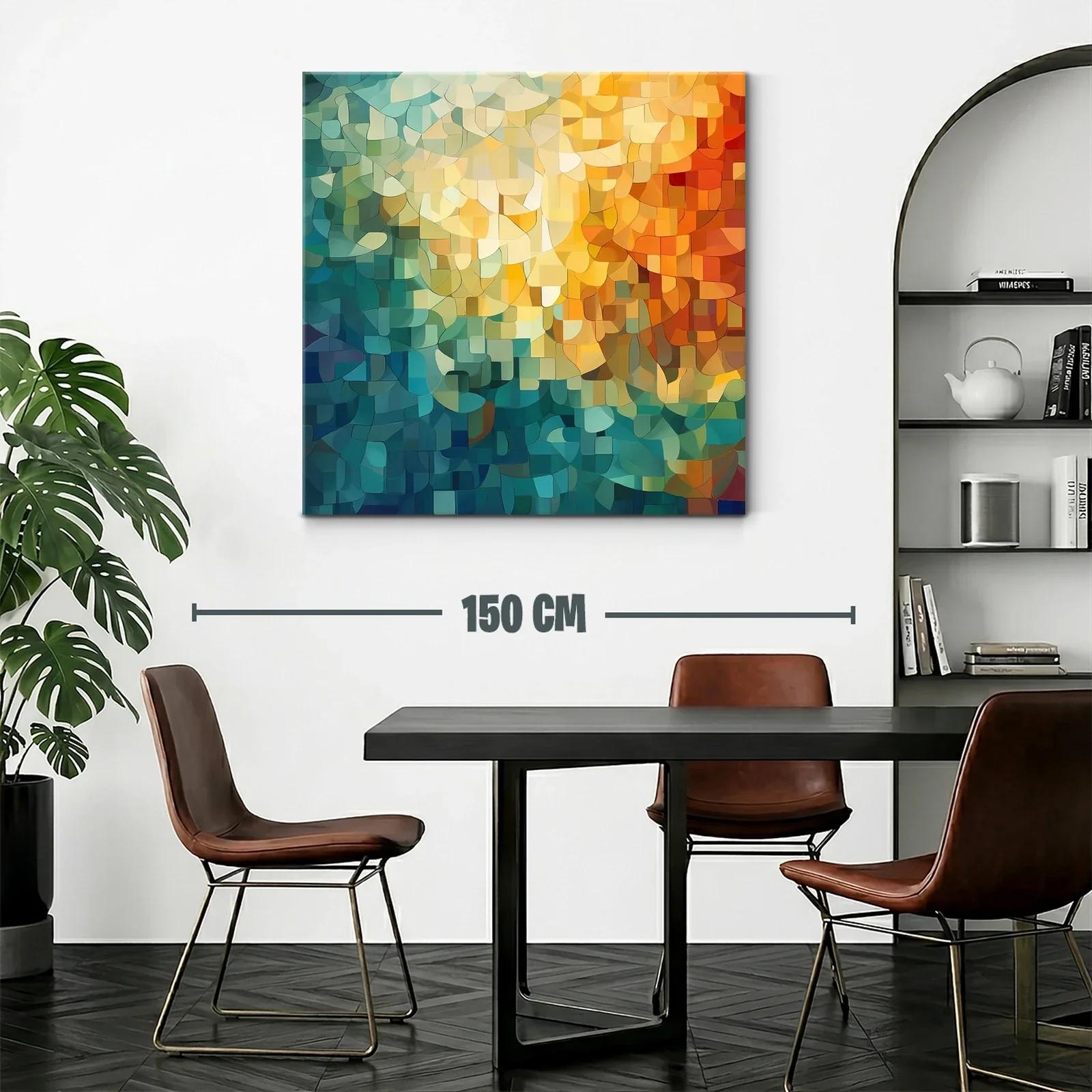 Cuadro Abstracto con Paleta Cálida y Fría en Composición Orgánica — miniatura 2