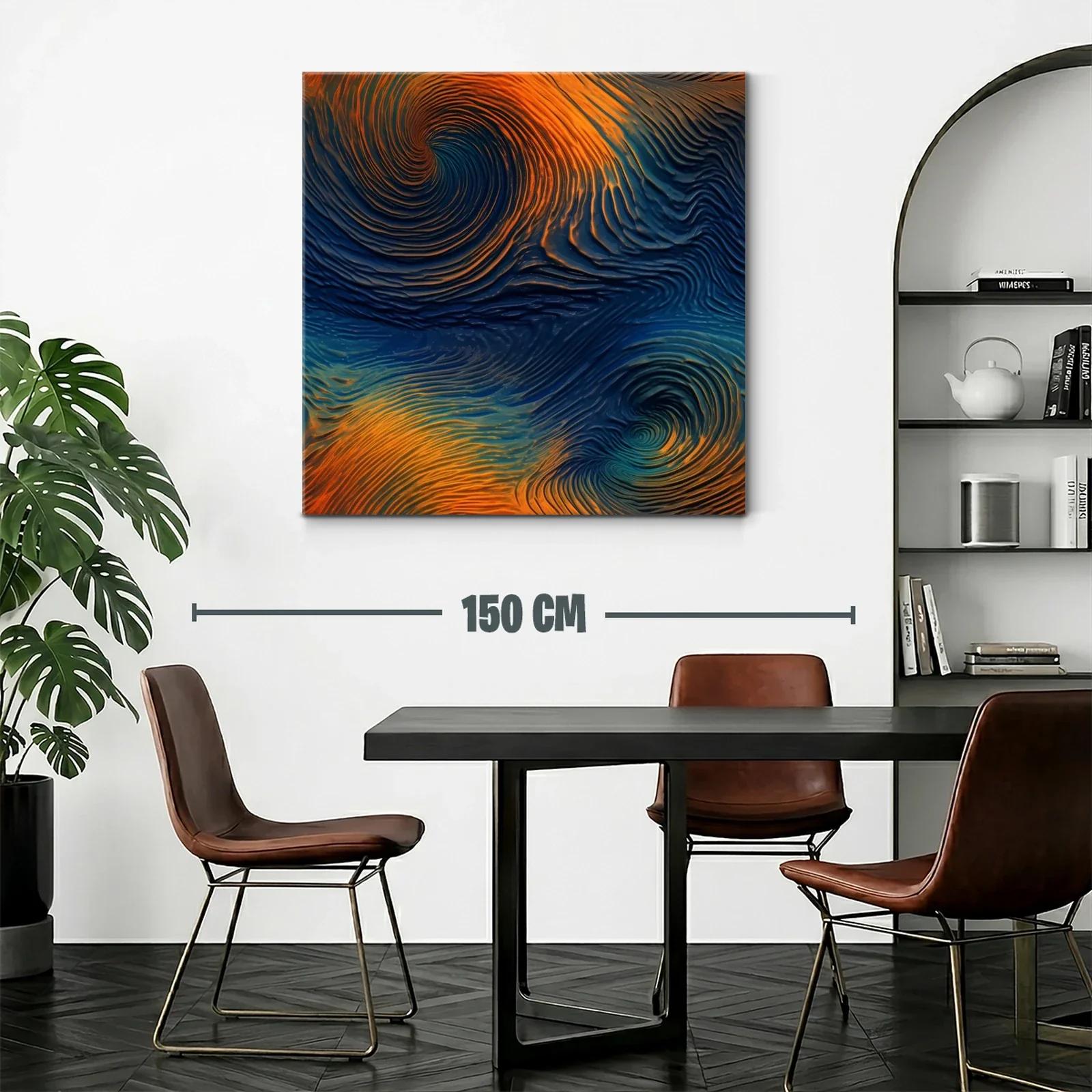 Cuadro abstracto con remolinos en tonos cálidos y profundos — miniatura 2