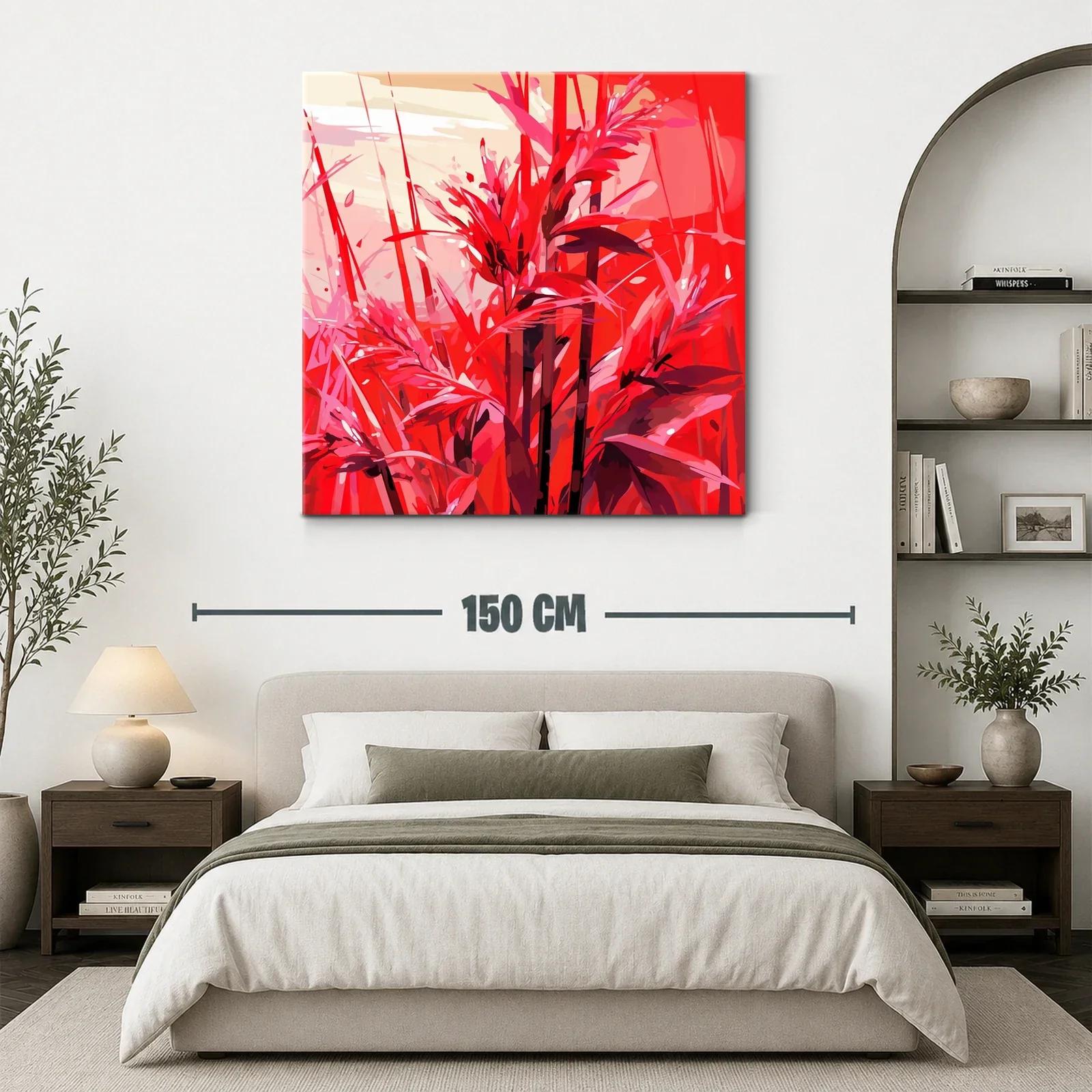 Cuadro floral vibrante con tonos rojos intensos — miniatura 3