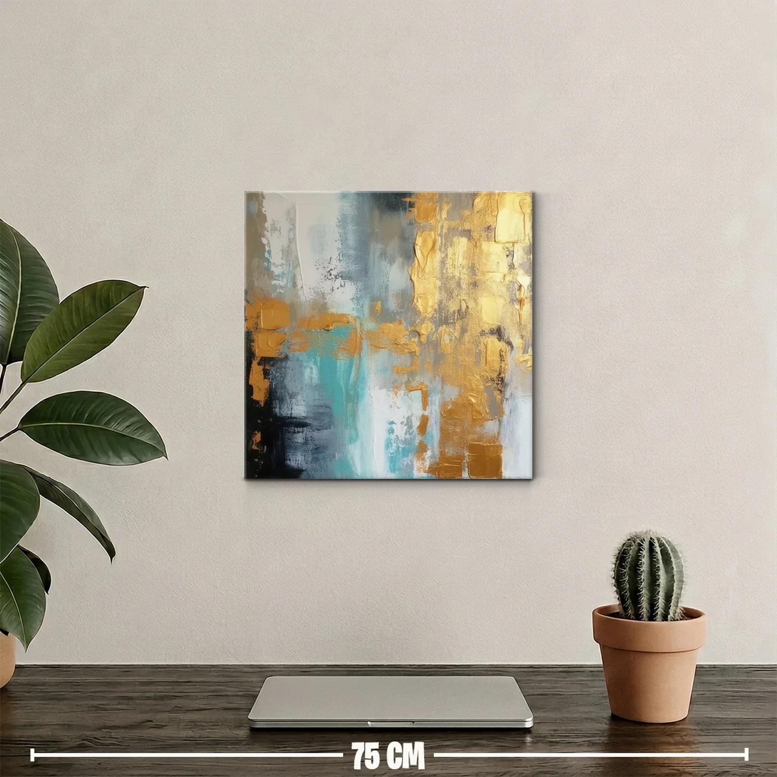 Composición abstracta con tonos dorados y azules — miniatura 2