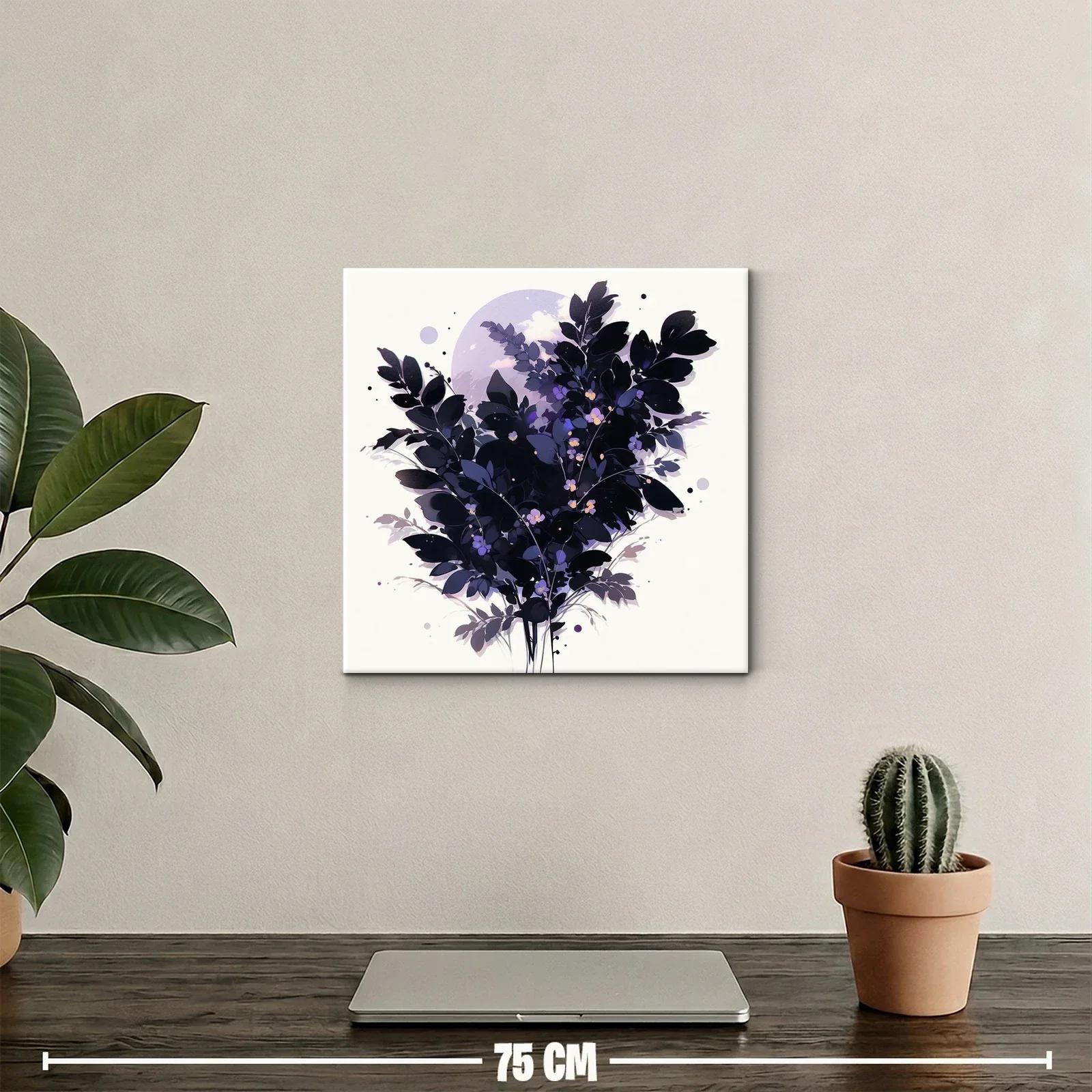 Composición floral con hojas oscuras y detalles violetas — miniatura 2