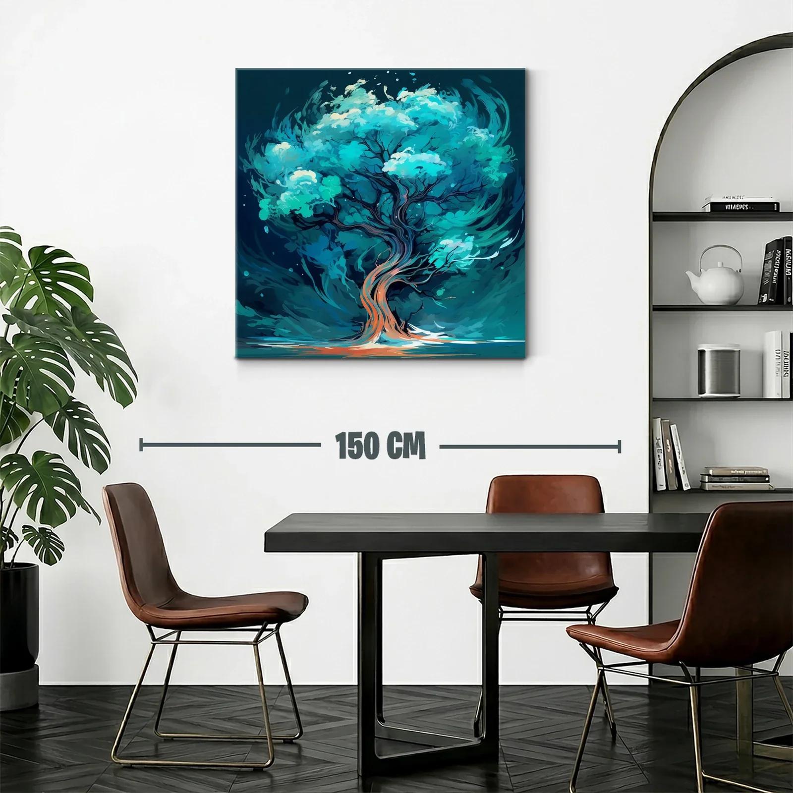 Árbol vibrante en tonos turquesa y azul profundo — miniatura 2
