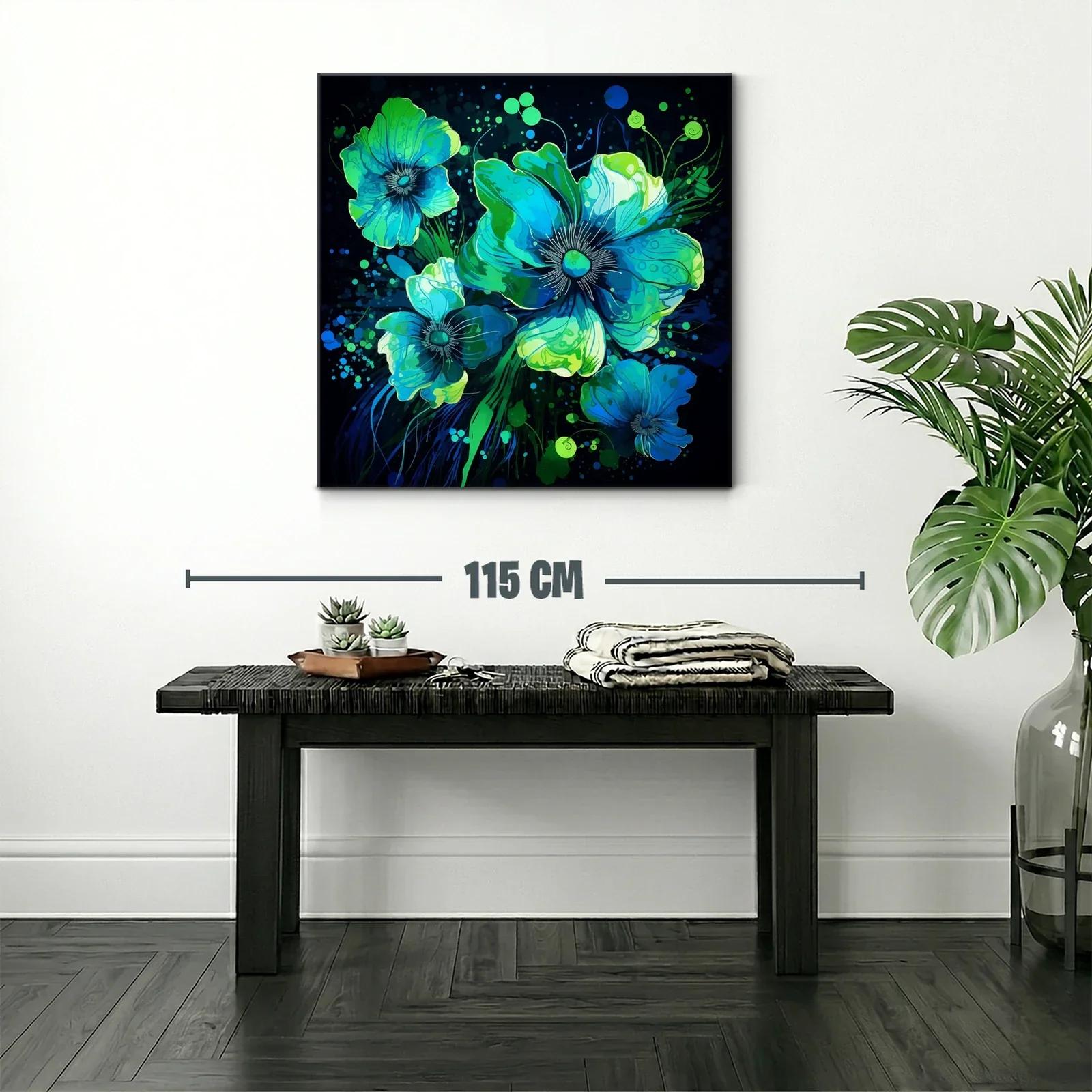 Flores vibrantes en tonos azules y verdes intensos — miniatura 2