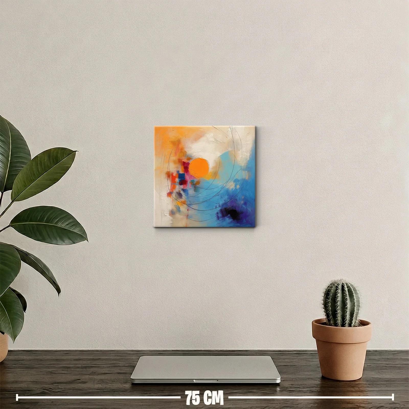 Cuadro abstracto con tonos vibrantes y formas circulares — miniatura 2