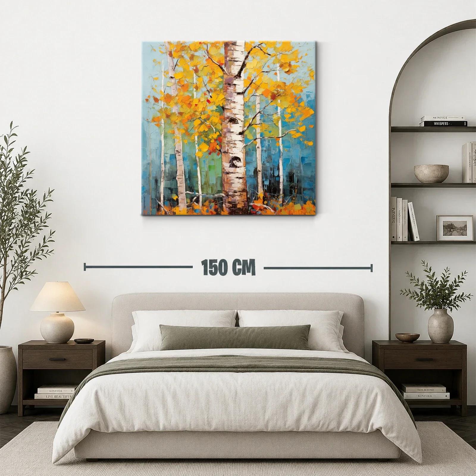 Bosque de abedules con hojas amarillas vibrantes — miniatura 3