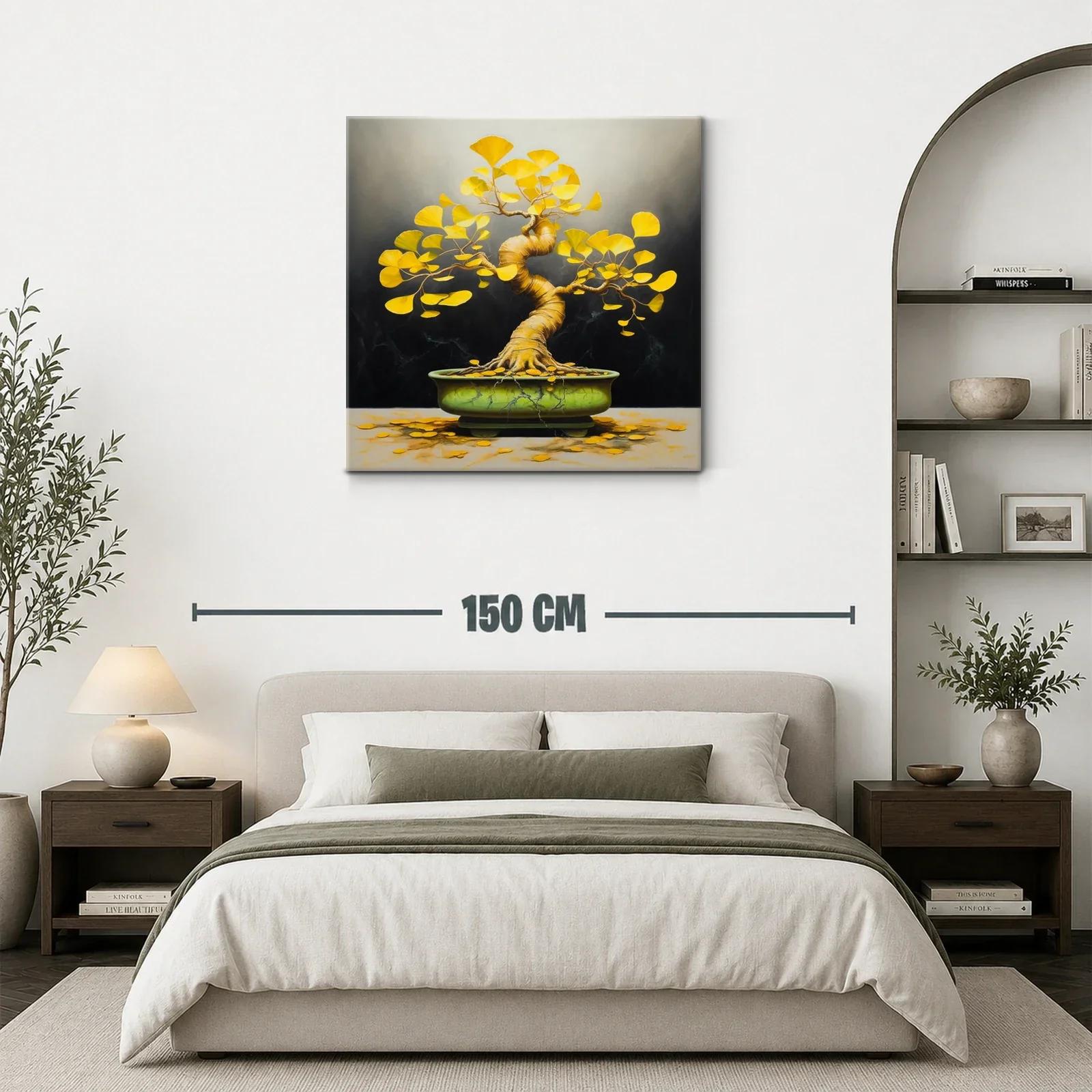 Árbol de Ginkgo con hojas doradas y maceta verde — miniatura 3