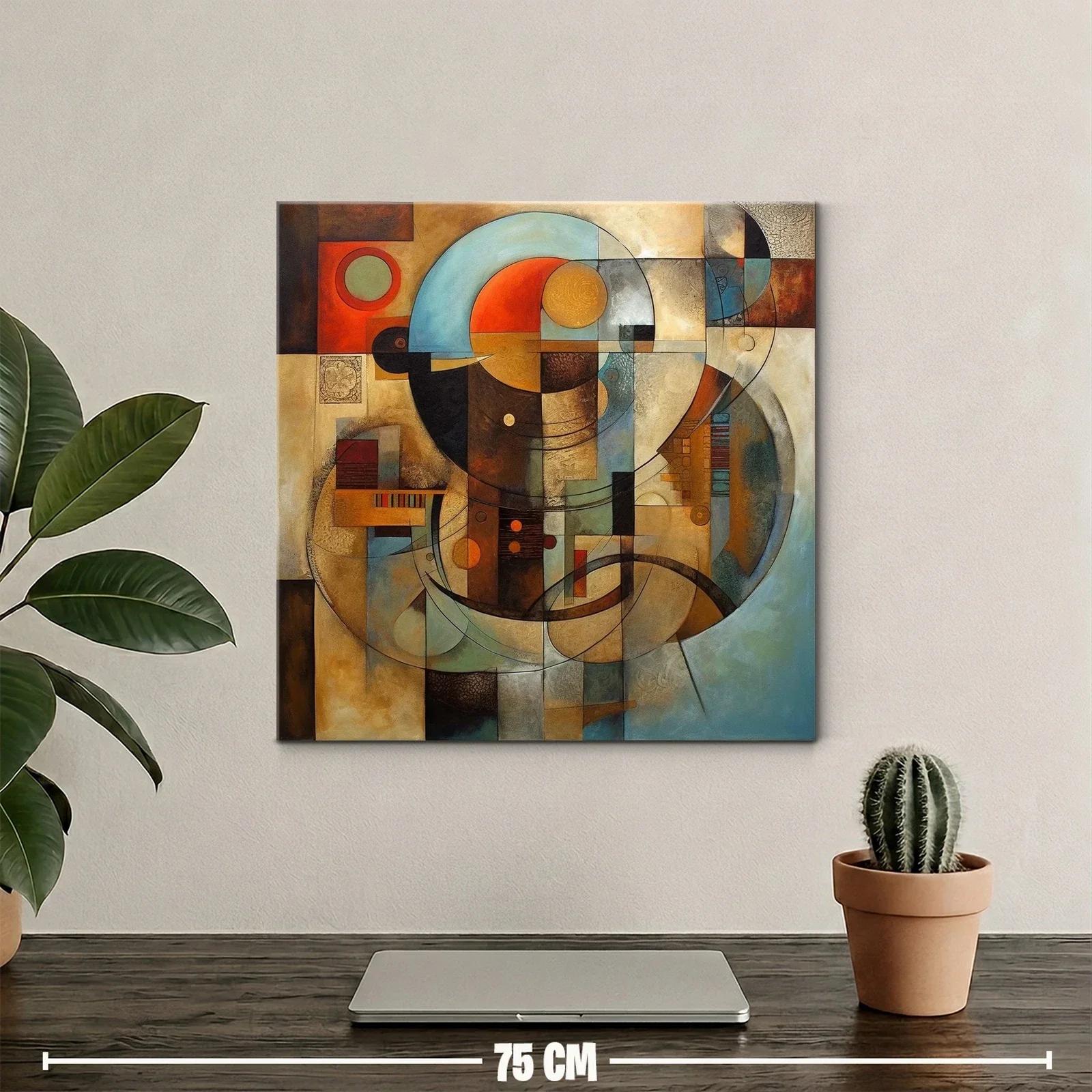Cuadro abstracto con formas y líneas fluidas en tonos cálidos — miniatura 2