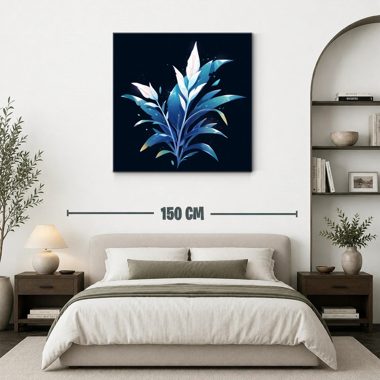 Plantas estilizadas en tonos azules y blancos sobre fondo oscuro — miniatura 3