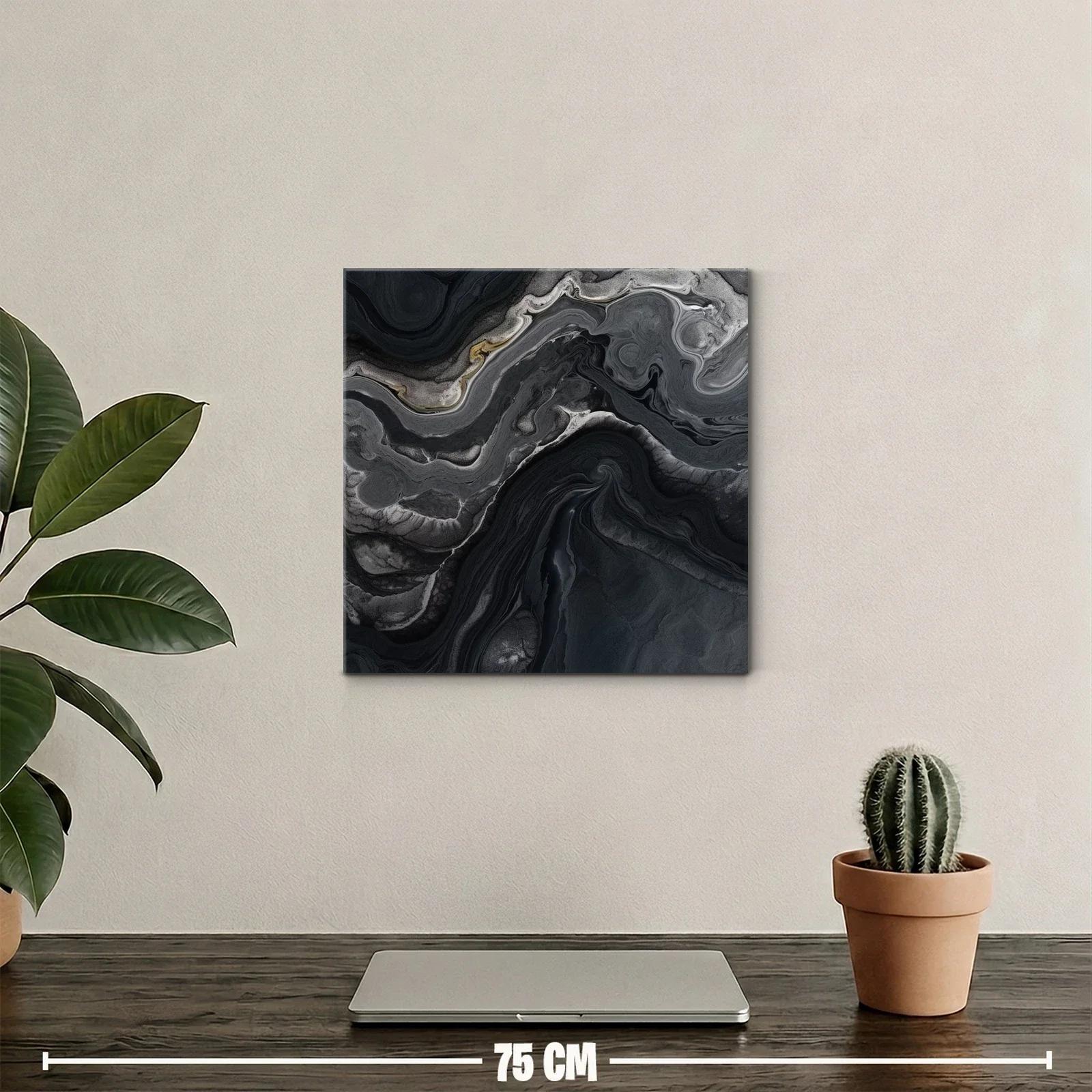 Cuadro Abstracto en Tonos Oscuros y Detalles Dorados — miniatura 2