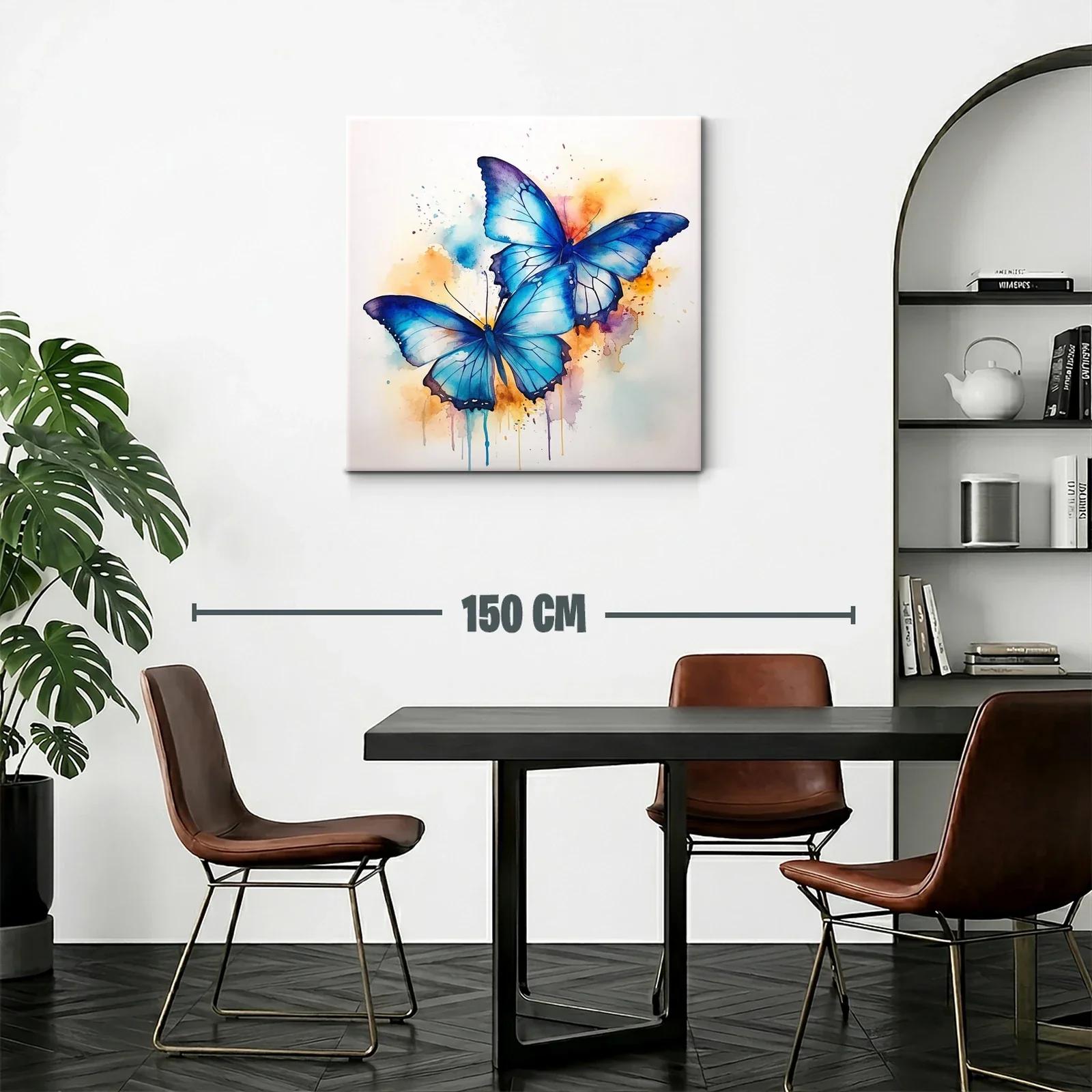 Mariposas azules con fondo en tonos cálidos vibrantes — miniatura 2