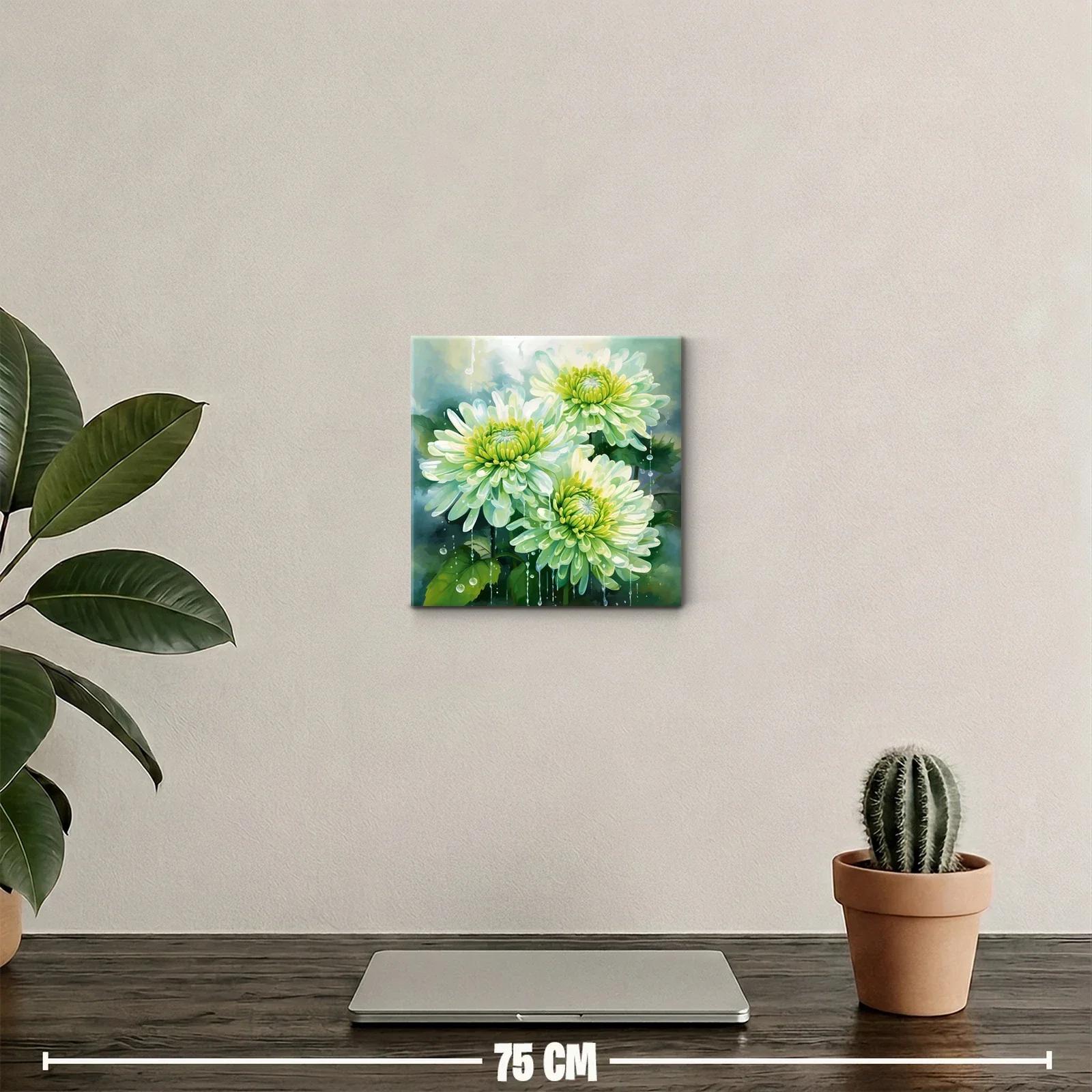 Cuadro con flores verdes y gotas de agua delicadas — miniatura 2