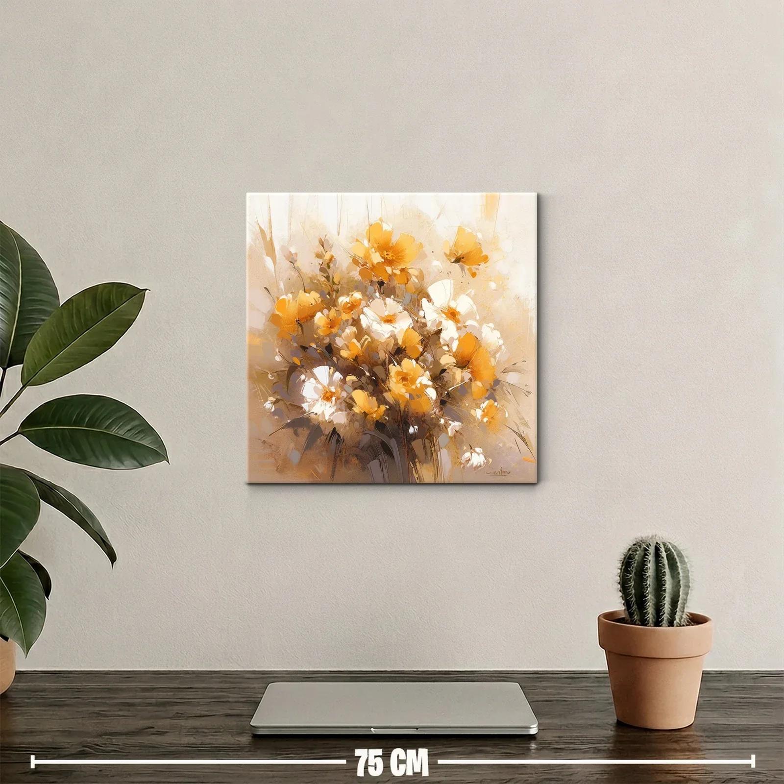 Composición vibrante de flores en tonos cálidos y neutros — miniatura 2