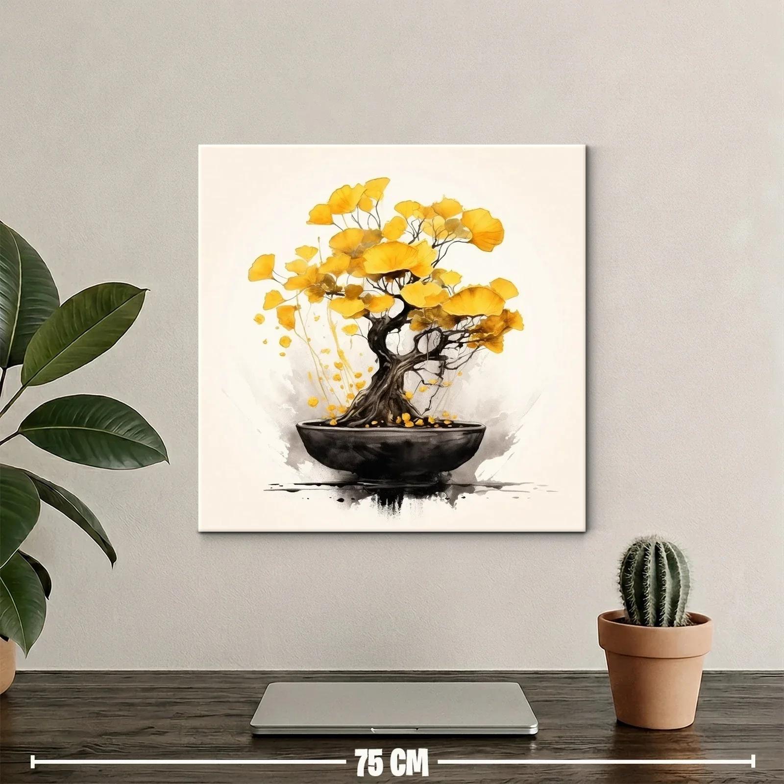 Árbol bonsái con hojas doradas en delicado equilibrio — miniatura 2