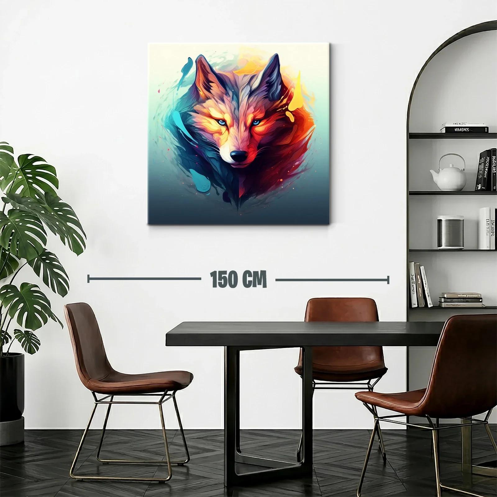 Retrato vibrante de lobo con contraste de fuego y hielo — miniatura 2
