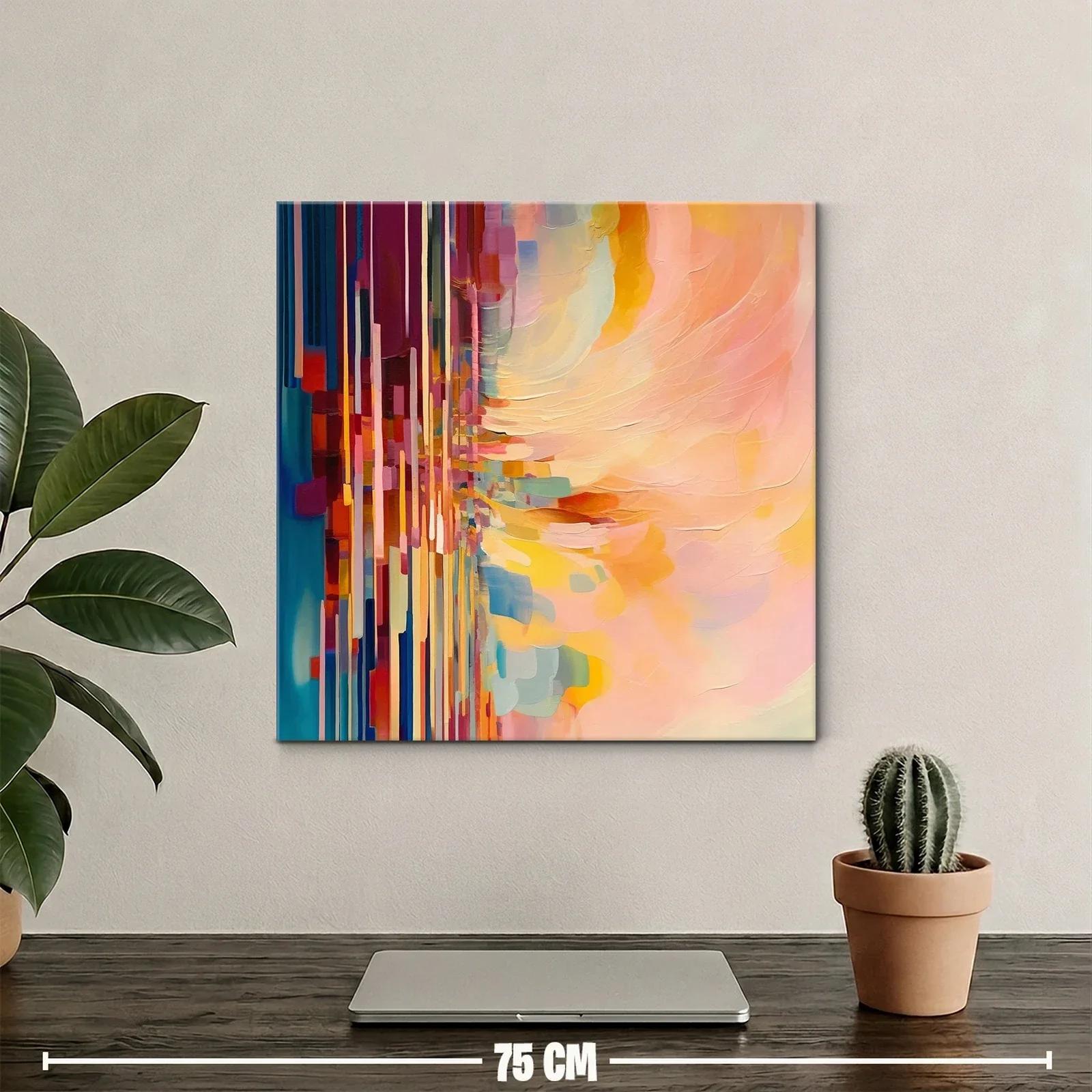 Cuadro abstracto con vibrantes tonos cálidos y fríos — miniatura 2