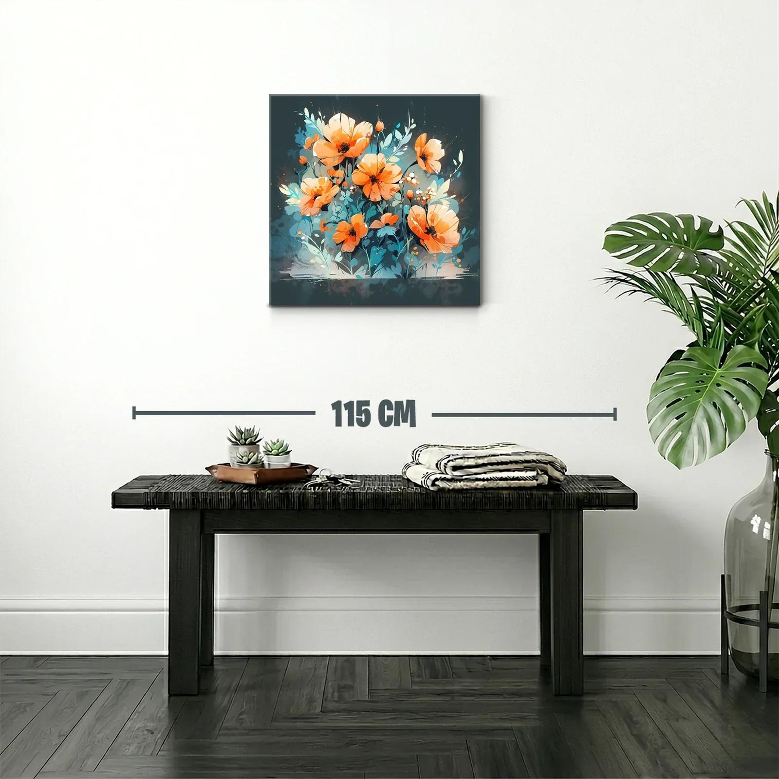Flores naranjas vibrantes sobre fondo azul profundo — miniatura 2