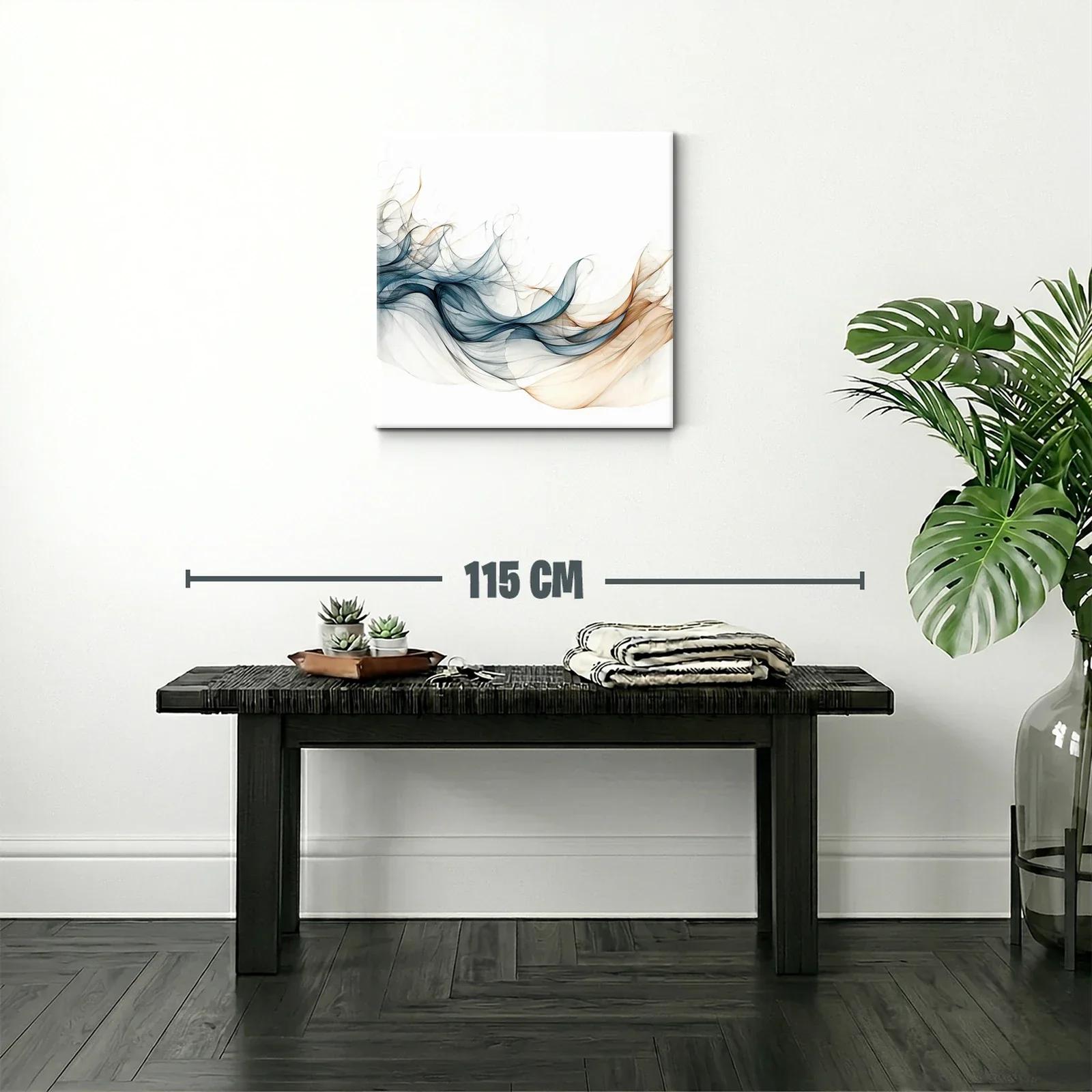 Arte abstracto con suaves ondas en tonos azules y beige — miniatura 2