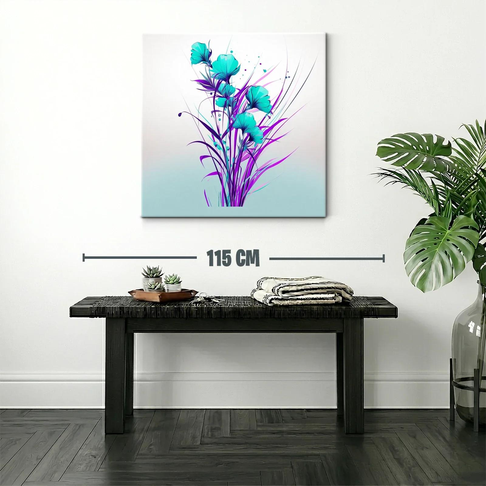 Floral vibrante en tonos turquesa y púrpura modernos — miniatura 2