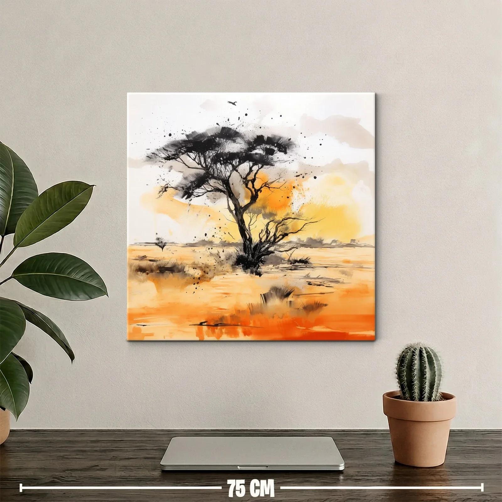 Árbol solitario al atardecer en horizonte desértico — miniatura 2