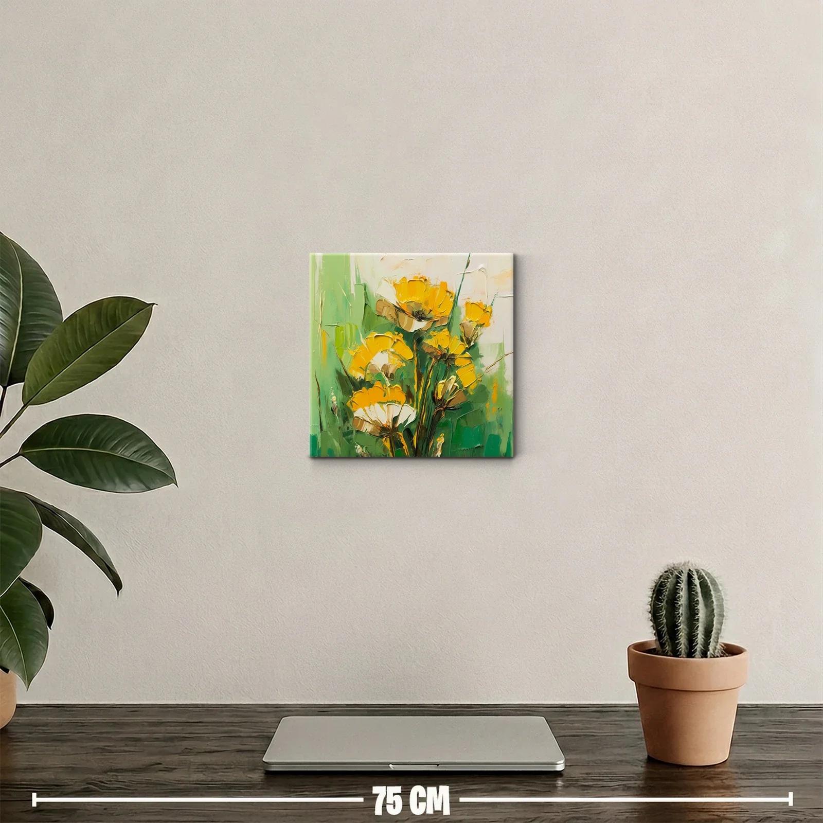 Cuadro floral en tonos verdes y amarillos vibrantes — miniatura 2