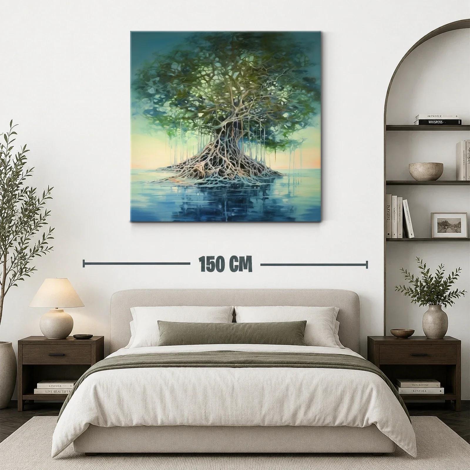 Árbol enraizado en agua con tonos suaves y verdes — miniatura 3