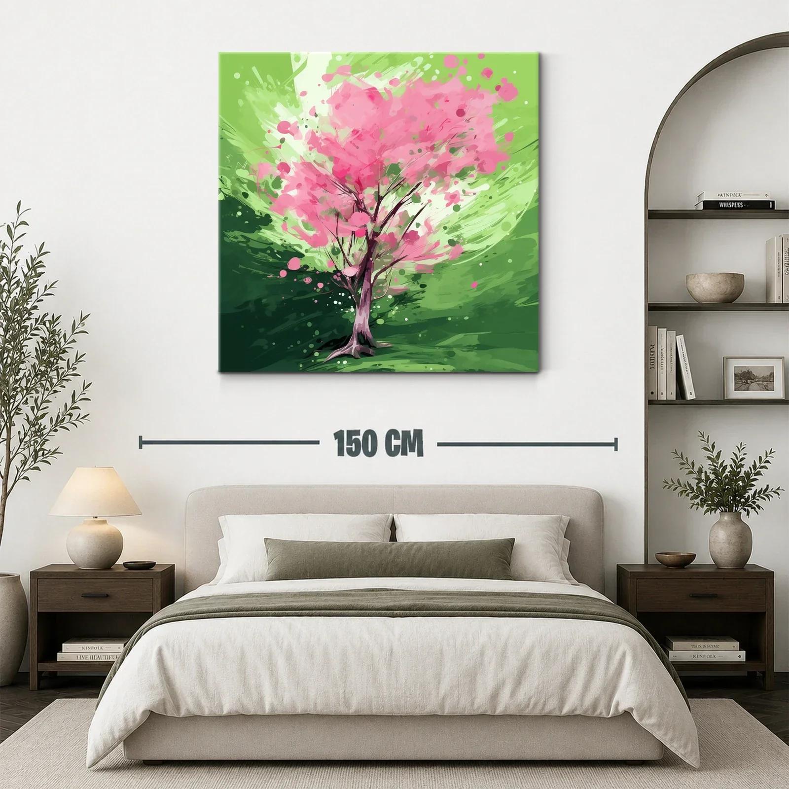 Árbol en flor con vibrantes tonos verdes y rosas — miniatura 3
