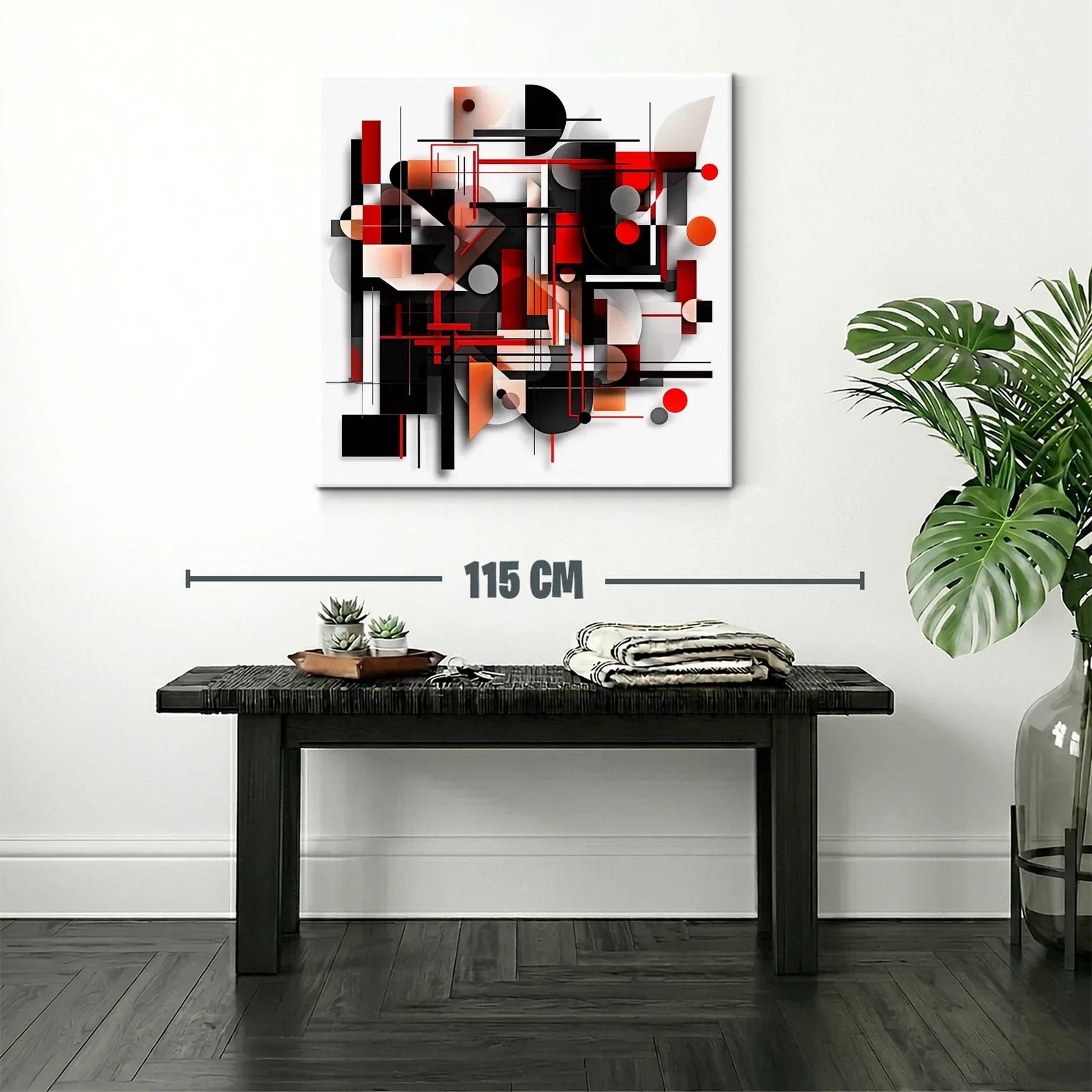 Composición geométrica abstracta en tonos rojo y negro — miniatura 2