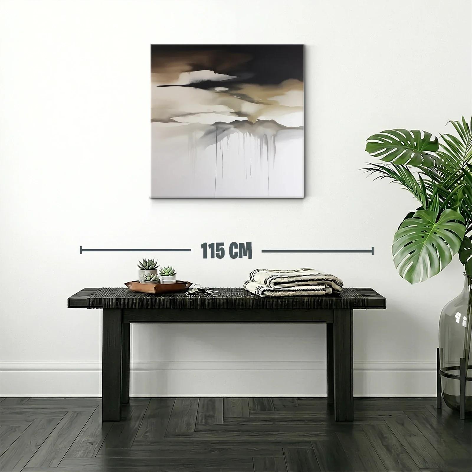 Cuadro abstracto con tonos tierra y grises suaves — miniatura 2