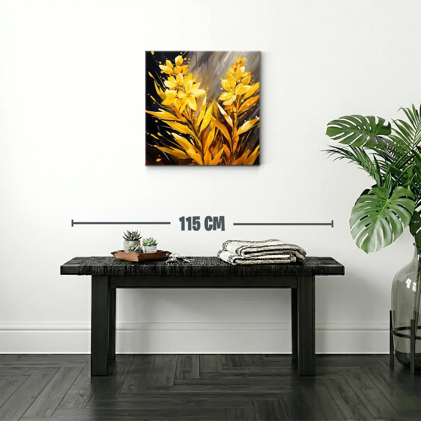 Brillante Cuadro Floral en Tono Amarillo Luminoso — miniatura 2