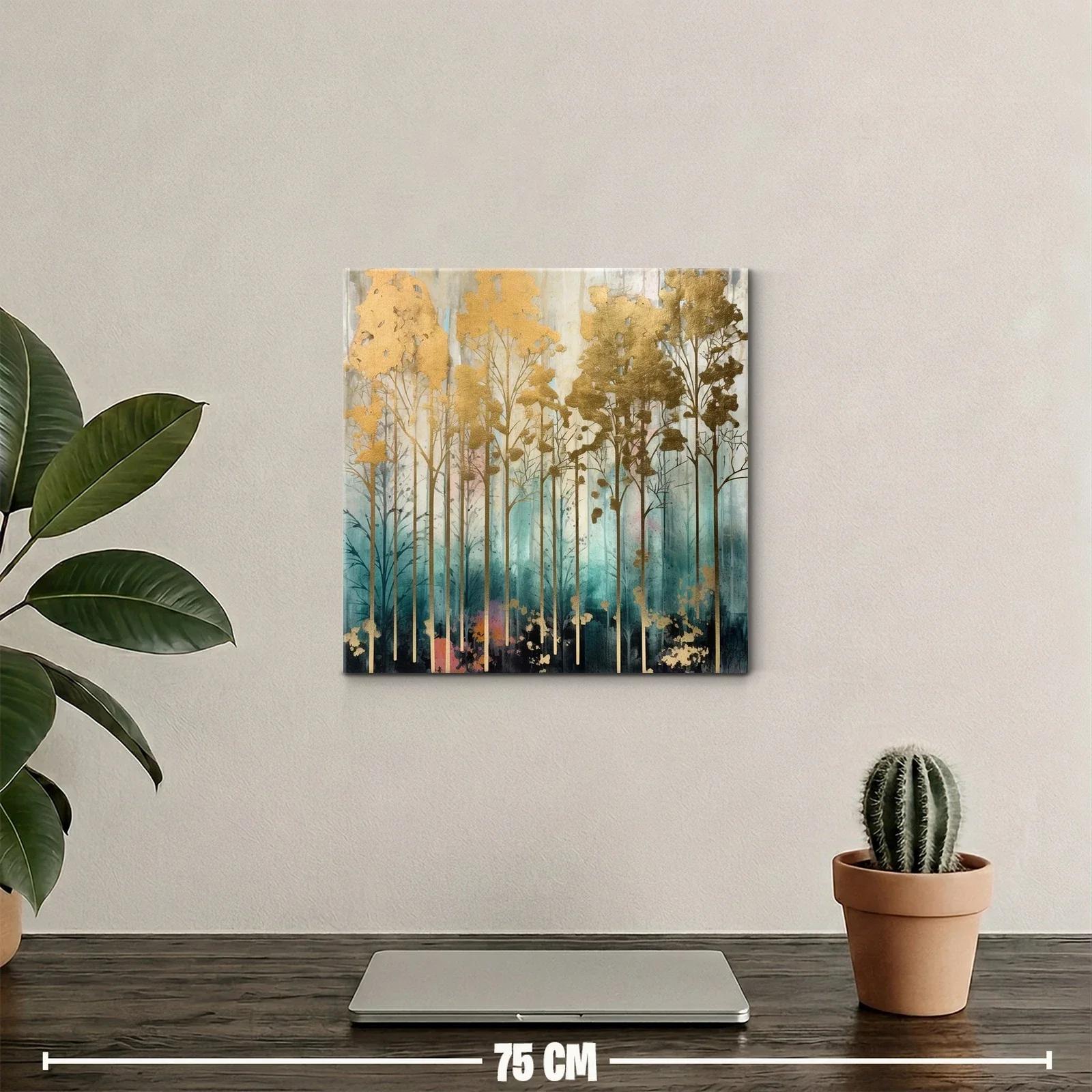 Bosque dorado entre tonalidades azul y rosa pastel — miniatura 2