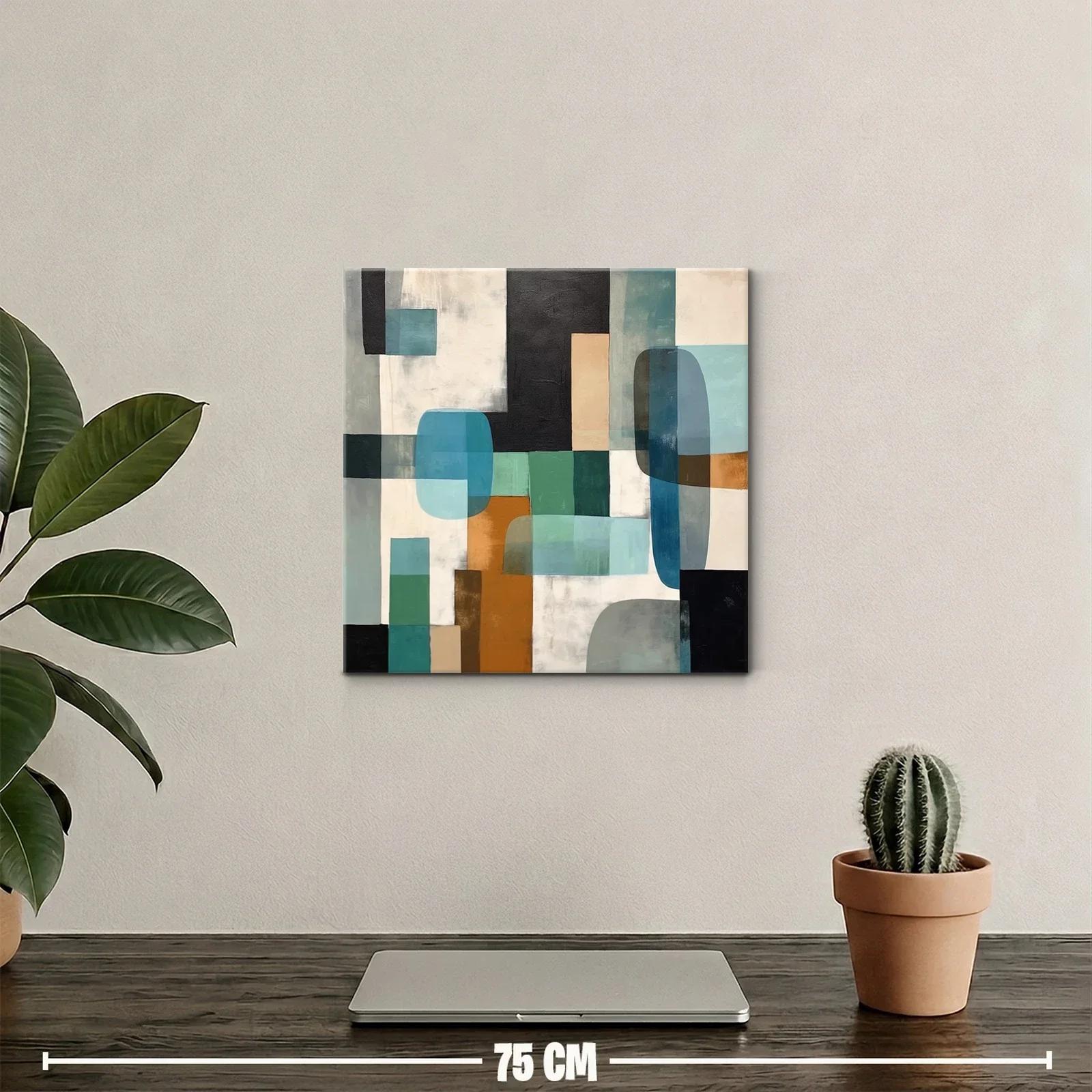 Composición abstracta con formas geométricas y tonos tierra y azules — miniatura 2