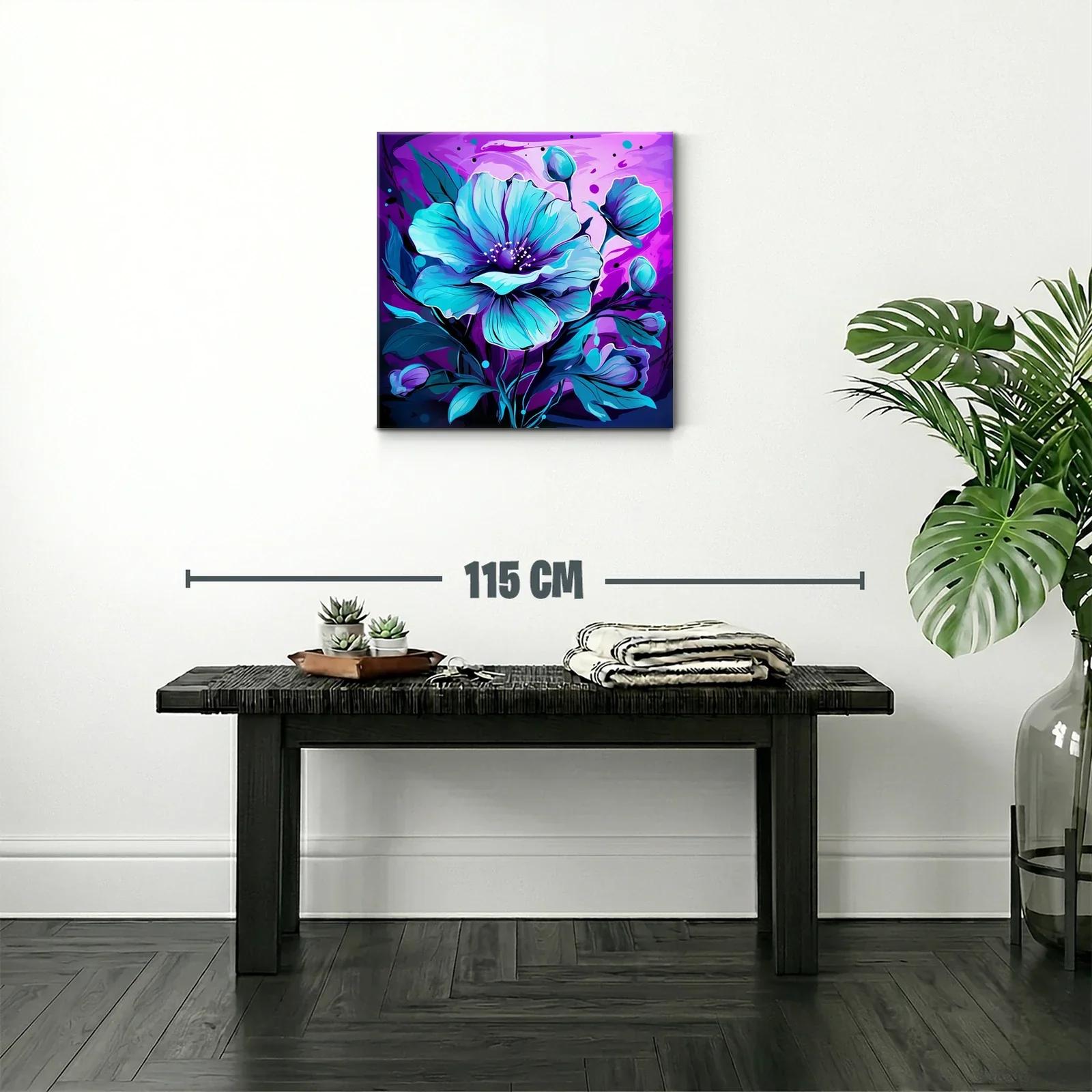 Flor azul vibrante con fondo púrpura intenso — miniatura 2