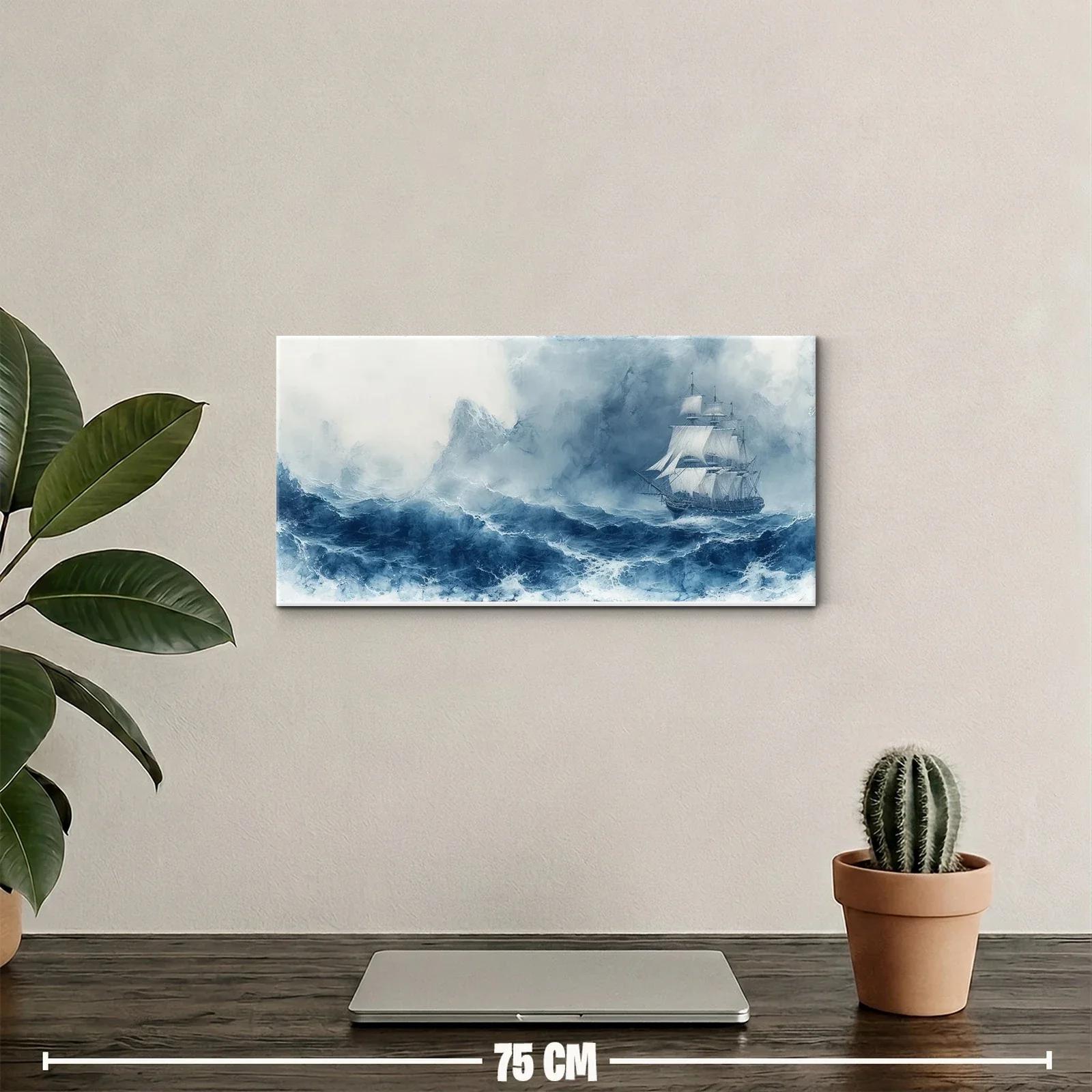 Cuadro velero entre bruma y olas — miniatura 2