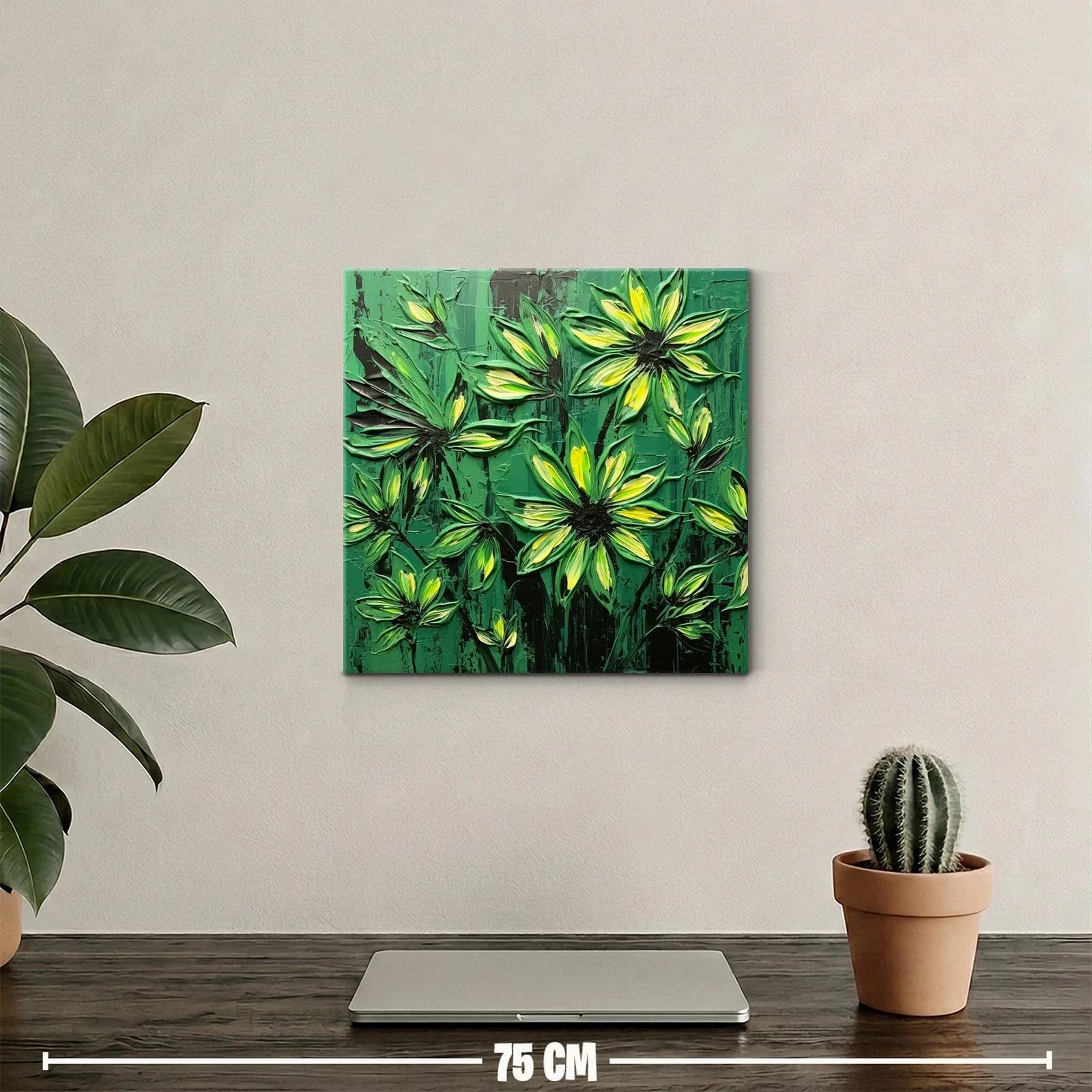 Cuadro floral con vibrantes tonos verdes y amarillos — miniatura 2