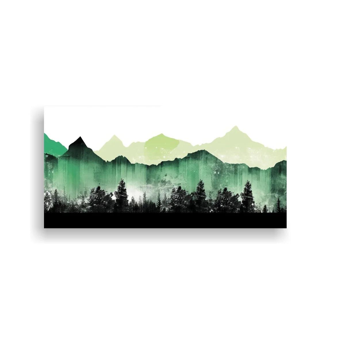 Cuadro cordillera de montañas verdes en acuarela — imagen principal