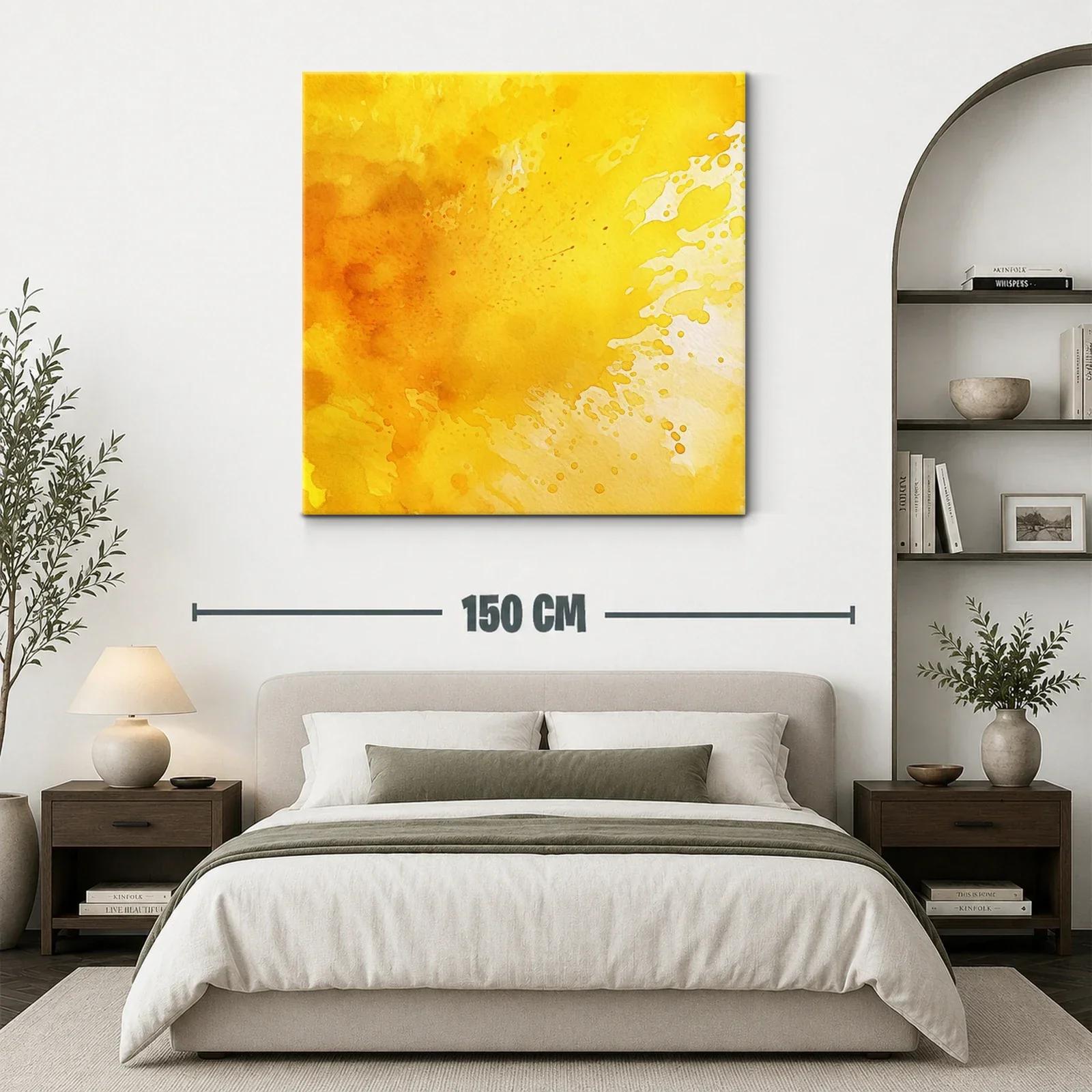 Cuadro abstracto en tonos cálidos amarillos y naranjas — miniatura 3