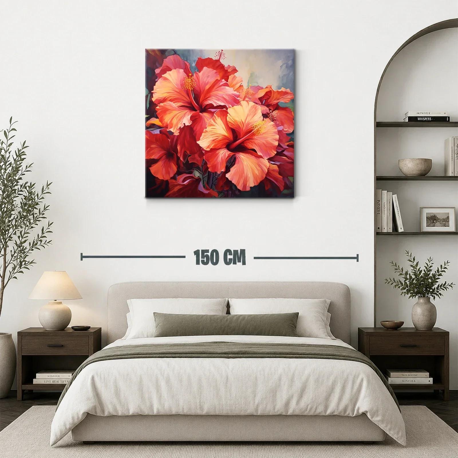 Cuadro de flores vibrantes en tonos rojos y naranjas — miniatura 3